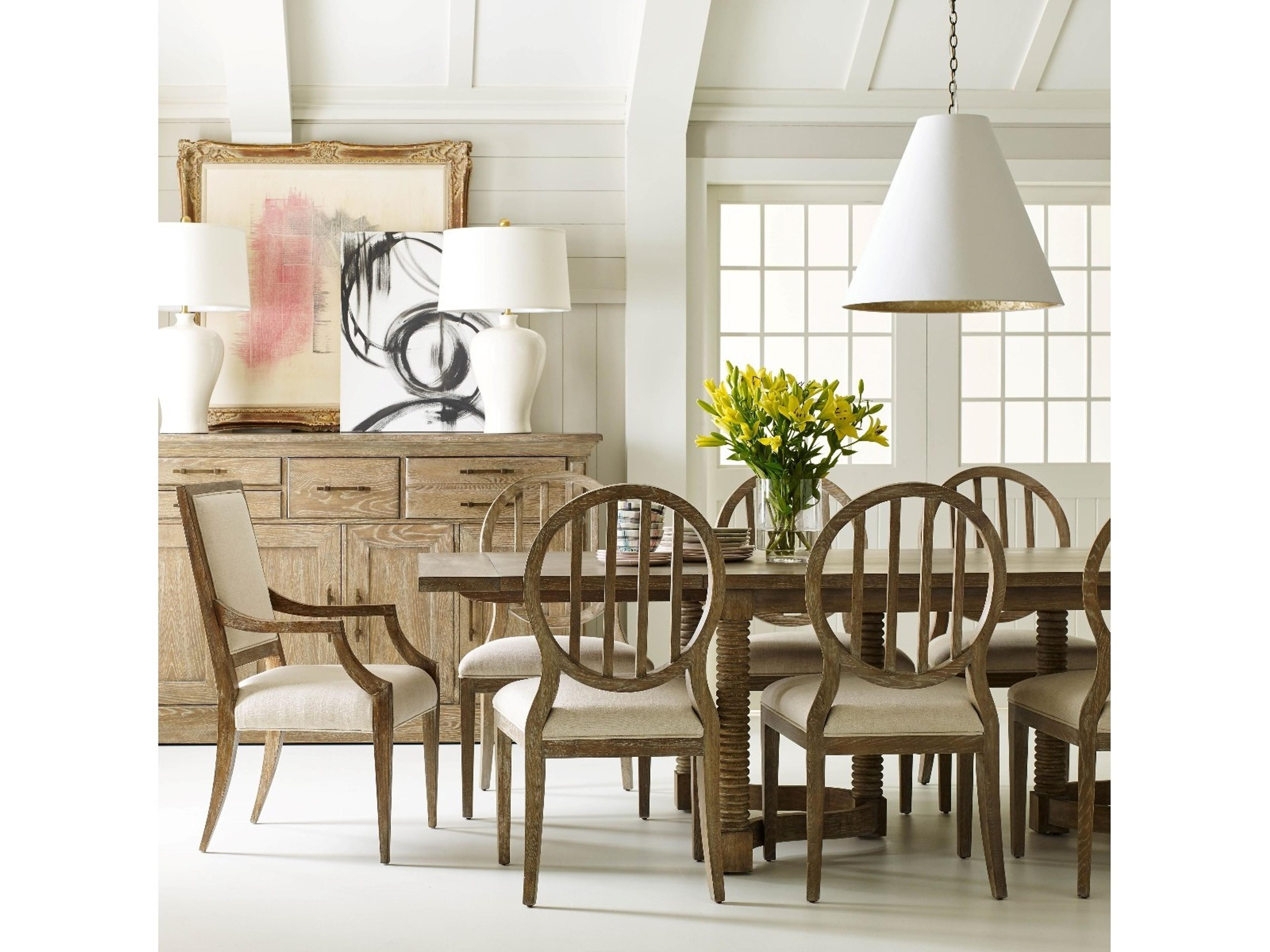 Woodbridge Callisto Solid Wood Brown Upholstered Arm Dining Chair