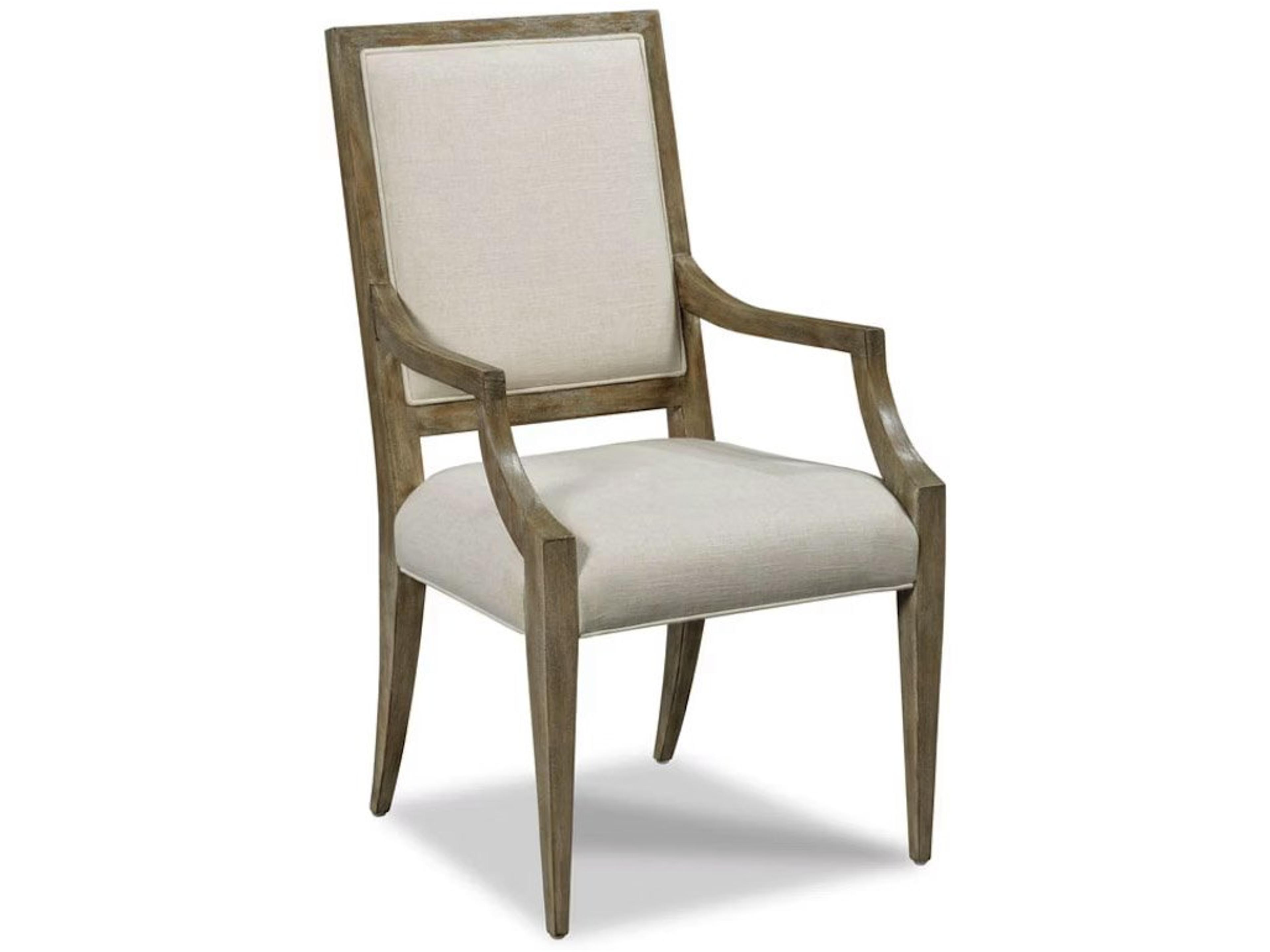 Callisto Solid Wood Brown Upholstered Arm Dining Chair