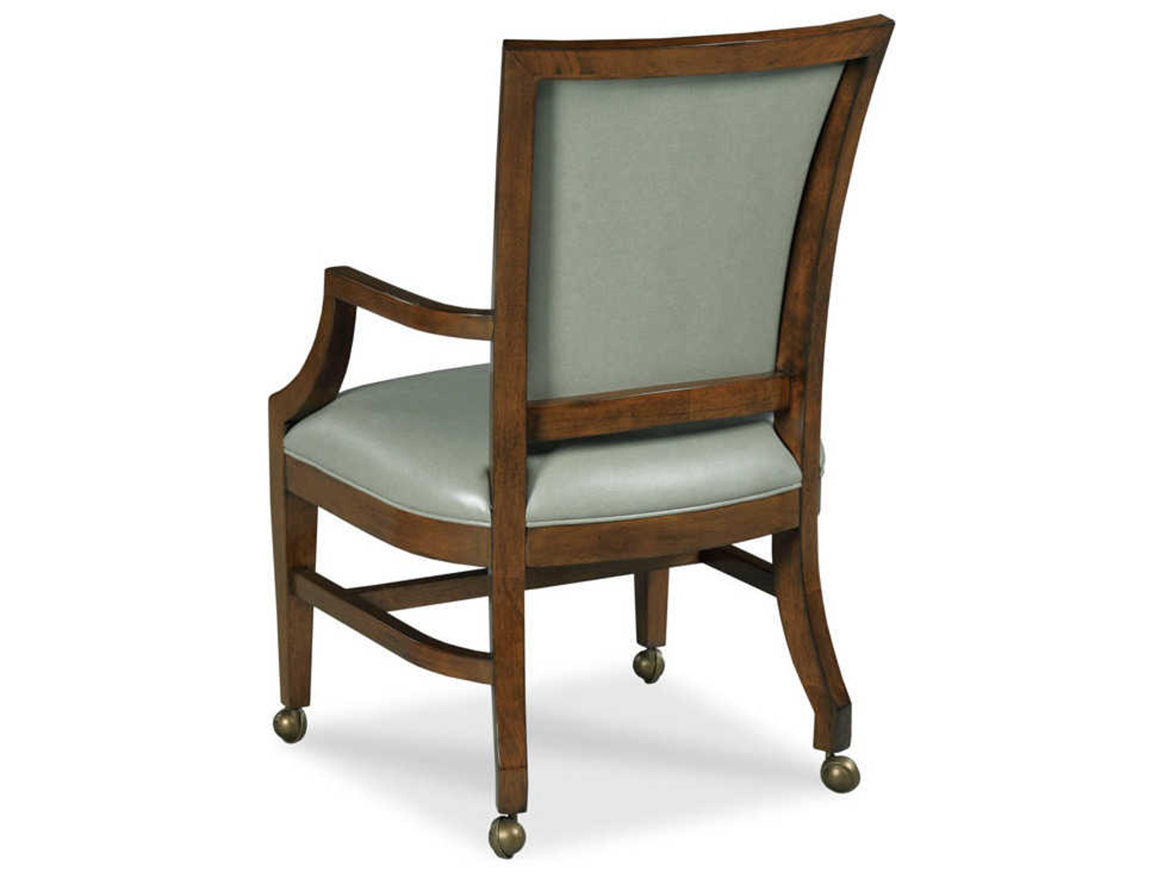 Woodbridge Sullivan Leather Hardwood Brown Upholstered Arm Dining Chair