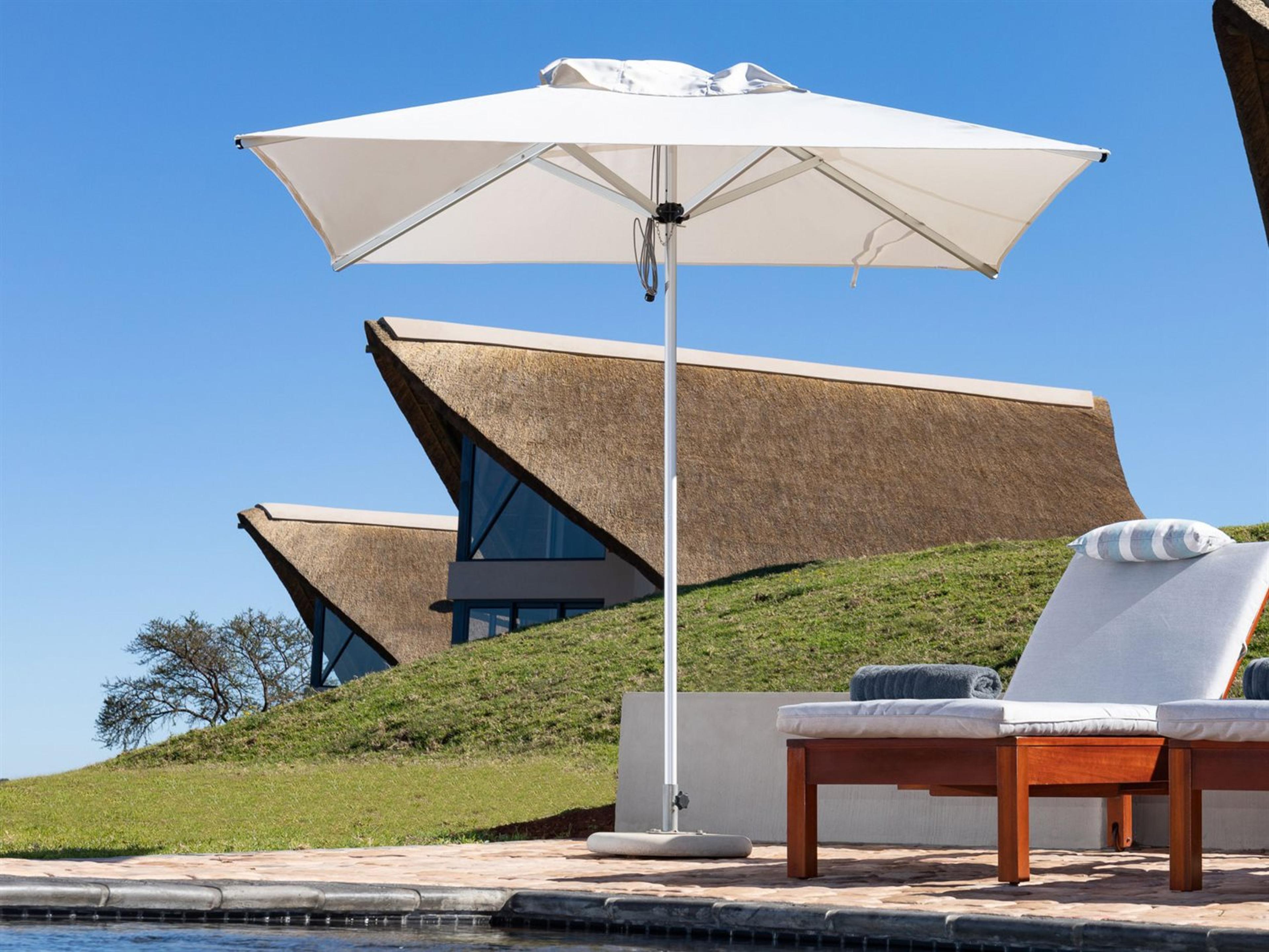 Mistral Aluminum 8 Foot Square Pulley Lift Outdoor Patio Umbrella