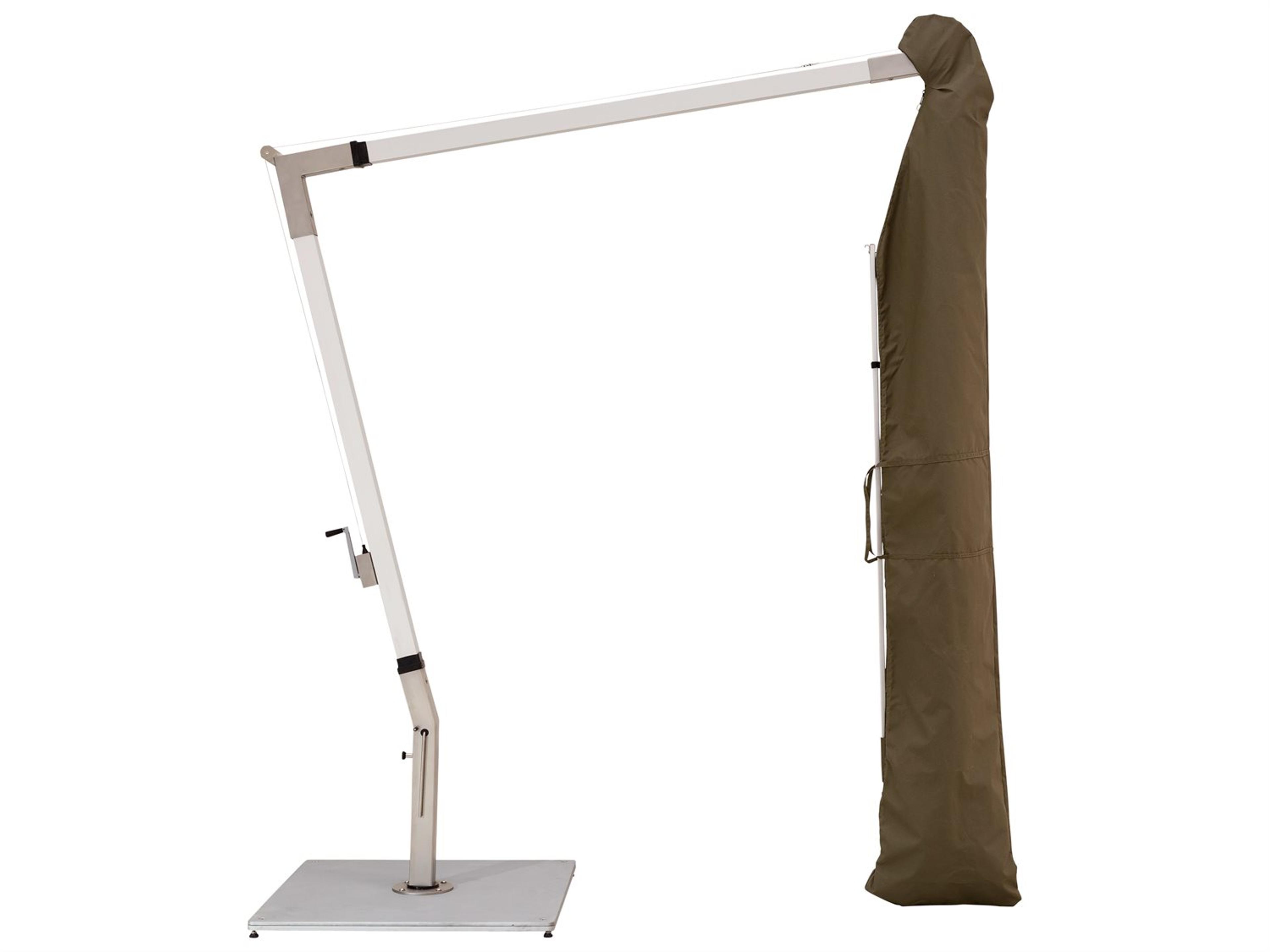 Woodline Shade Solutions Pendulum Aluminum Cantilever 11.5 Foot Square Crank Lift Outdoor Patio Umbrella