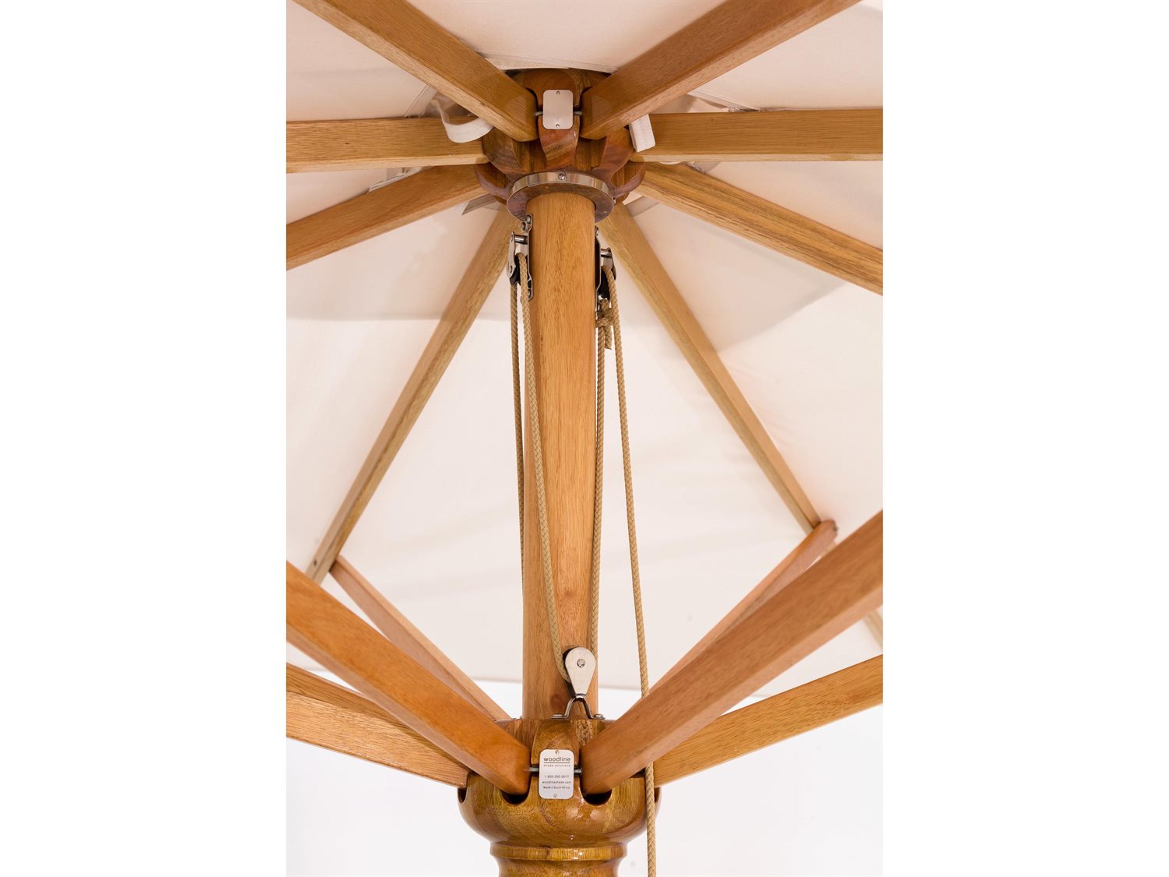 Woodline Shade Solutions Safari Eucalyptus 9.8 x 7 Foot Rectangular Pulley Lift Patio Umbrella