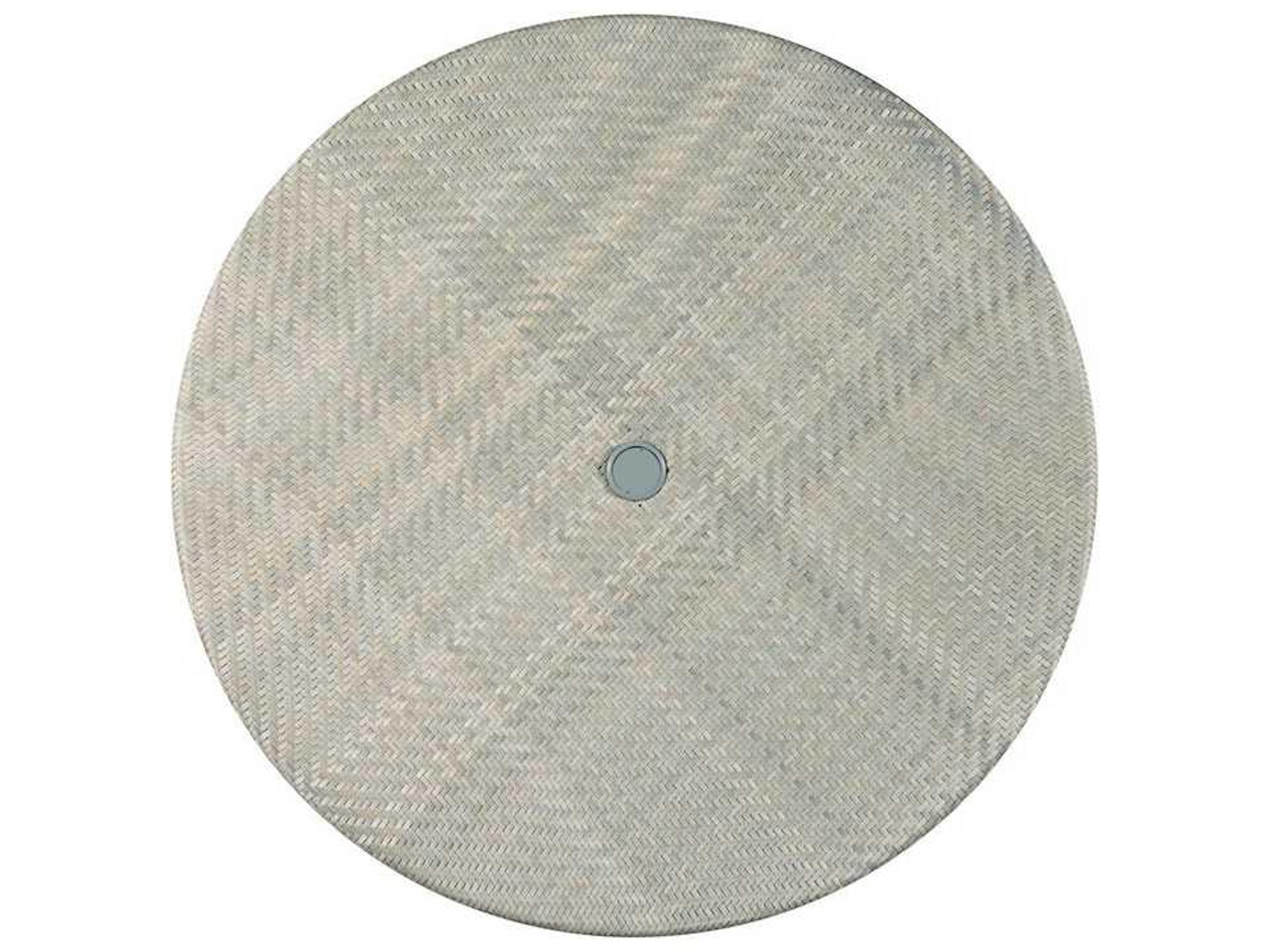 Woodbridge Outdoor Marigot Floral Gray Aluminum Wicker Round Umbrella Hole Dining Table