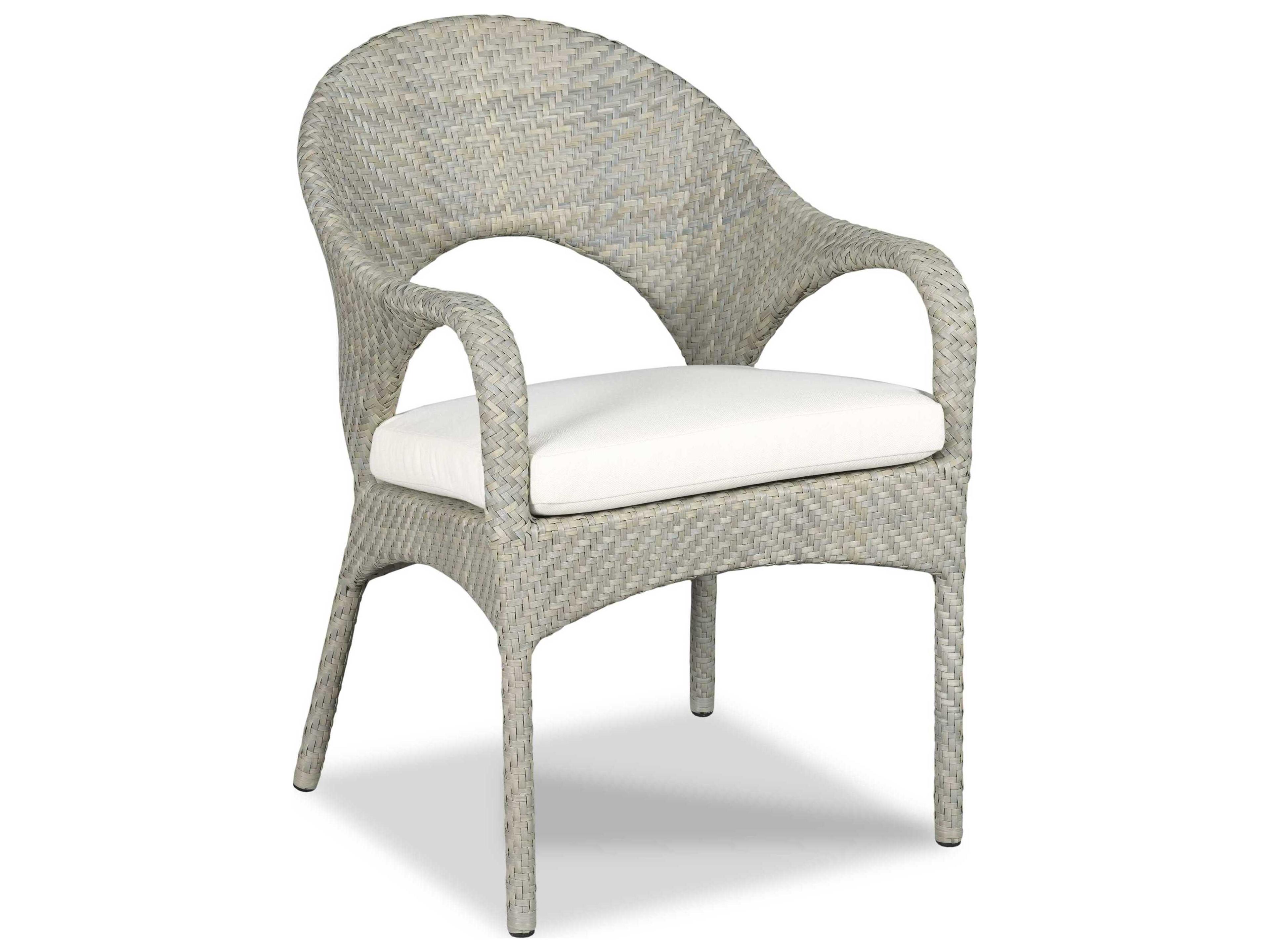 Saint Lucia Floral Gray Aluminum Wicker Cushion Dining Chair