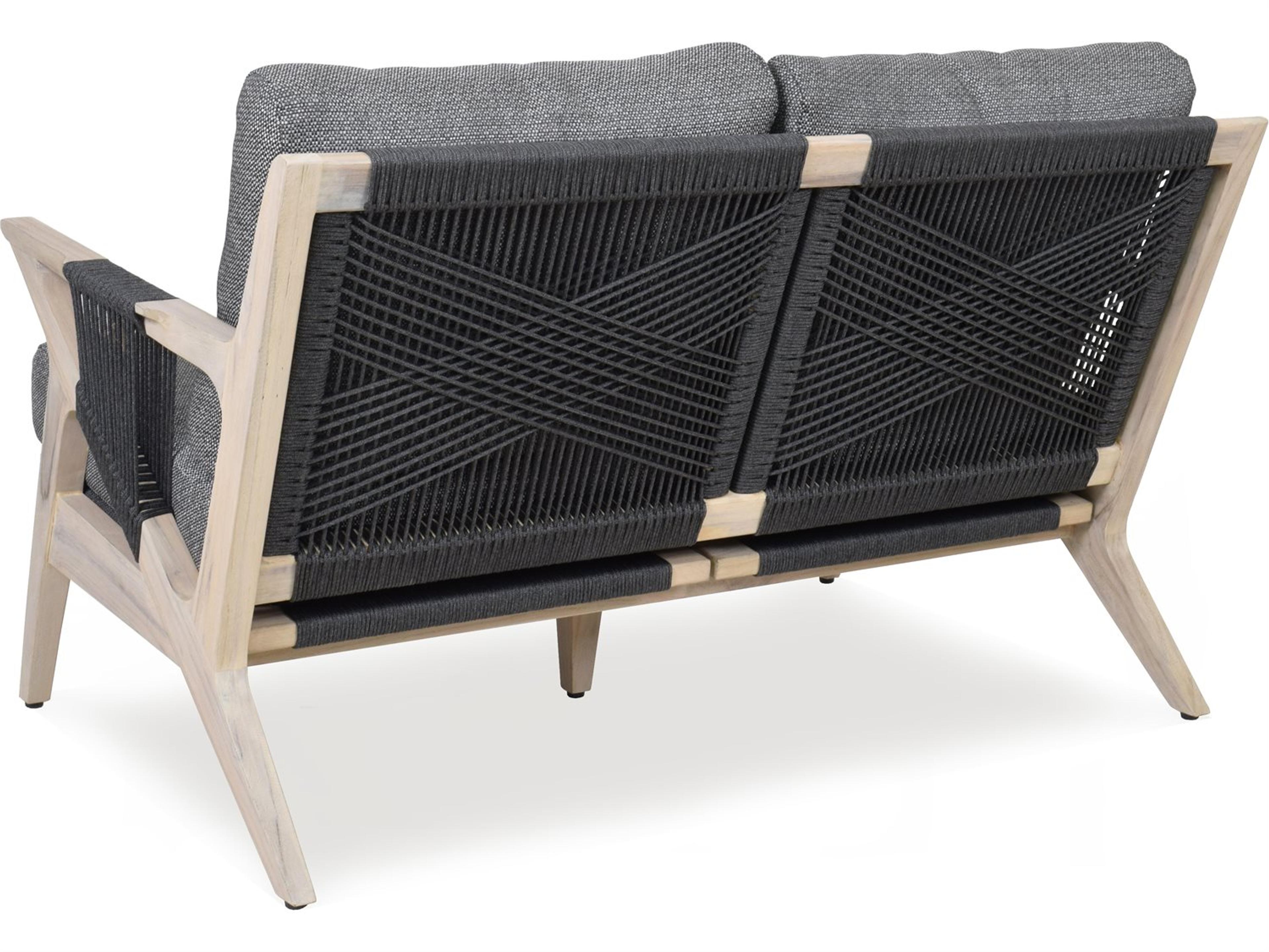 Woodbridge Outdoor Weathered Teak Recycled Plastic Cushion Loveseat