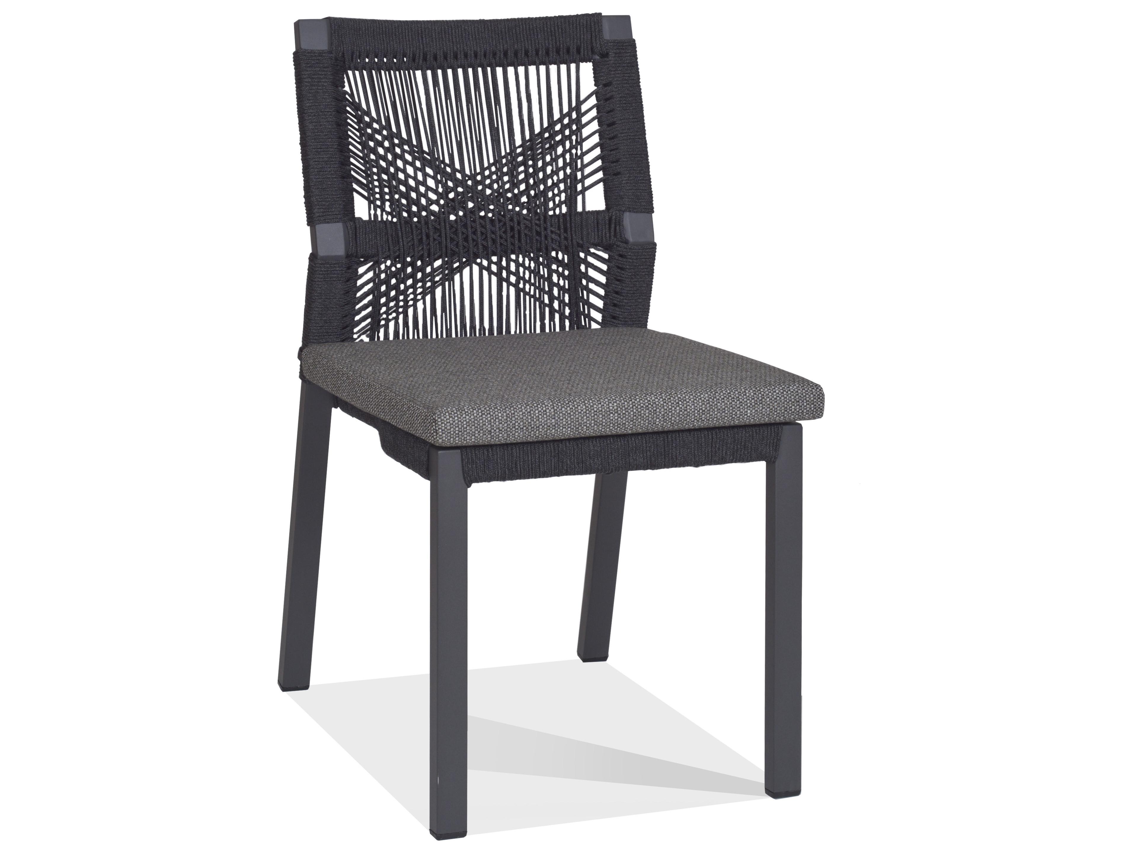 Graphite Gray Aluminum Recycled Plastic Cushion Dining Chair