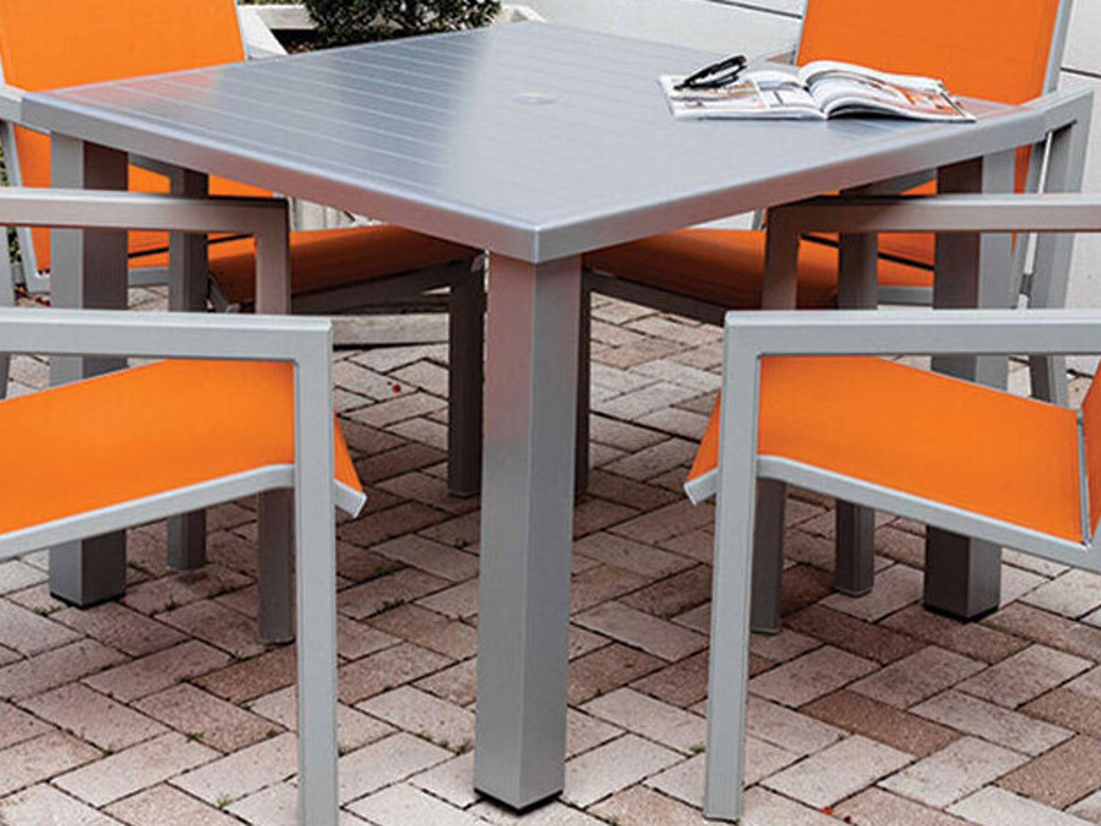 Windward Design Group Apollo Aluminum Square Patio Dining Table with Umbrella Hole