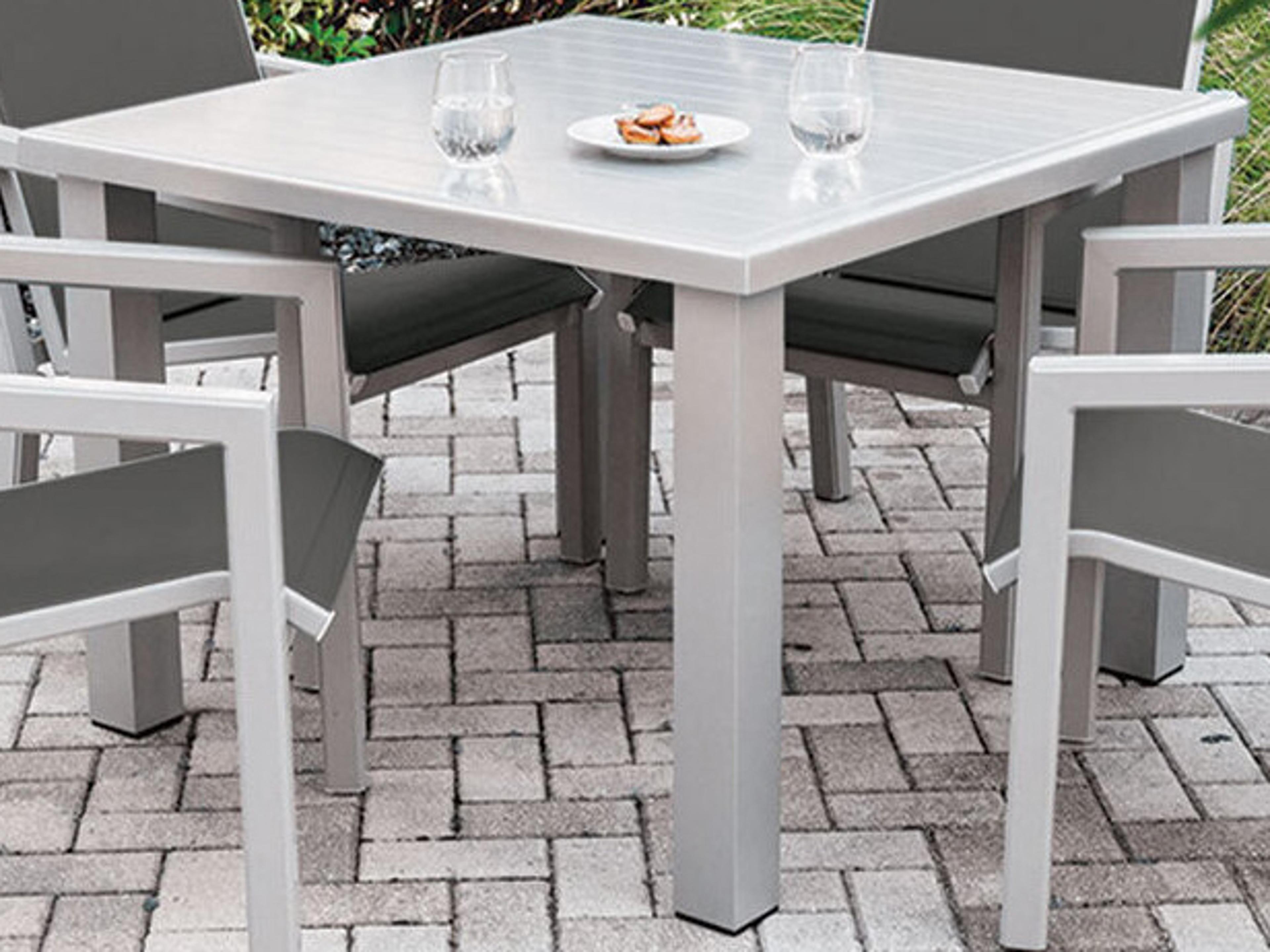 Windward Design Group Apollo Aluminum Square Patio Dining Table with Umbrella Hole