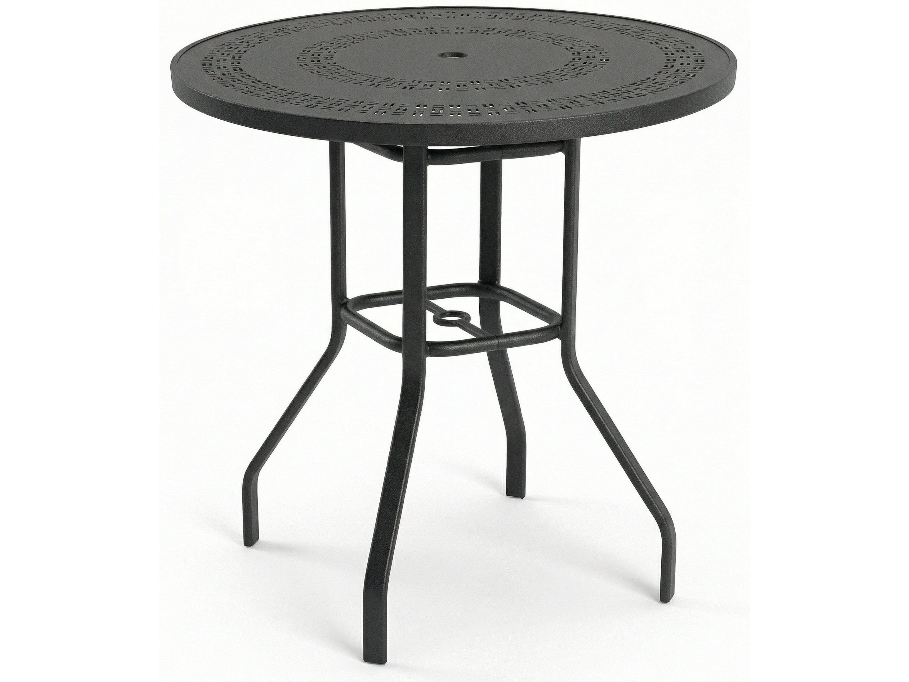 Mayan Punched Aluminum Round Balcony Table with Umbrella Hole
