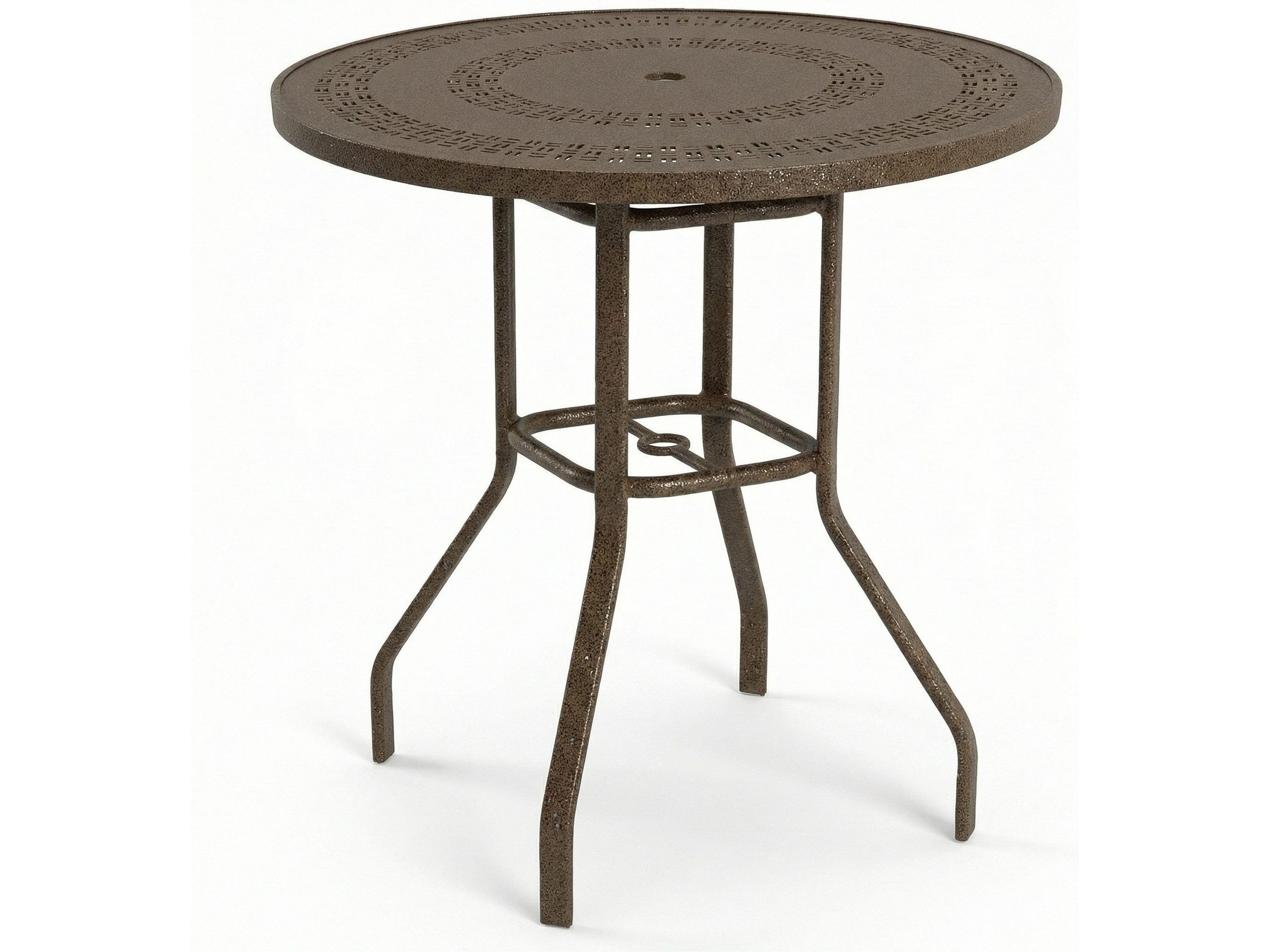 Windward Design Group Mayan Punched Aluminum Round Balcony Table with Umbrella Hole