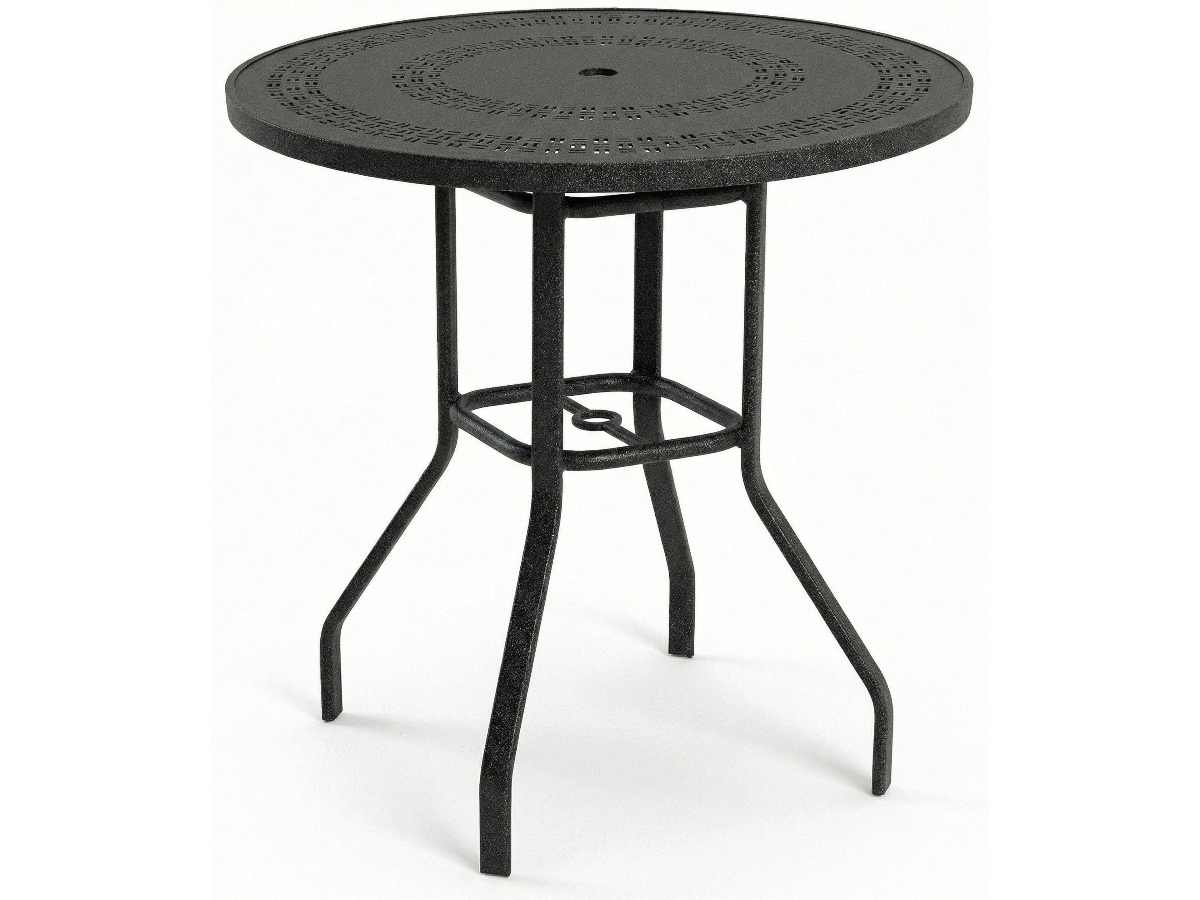 Windward Design Group Mayan Punched Aluminum Round Balcony Table with Umbrella Hole