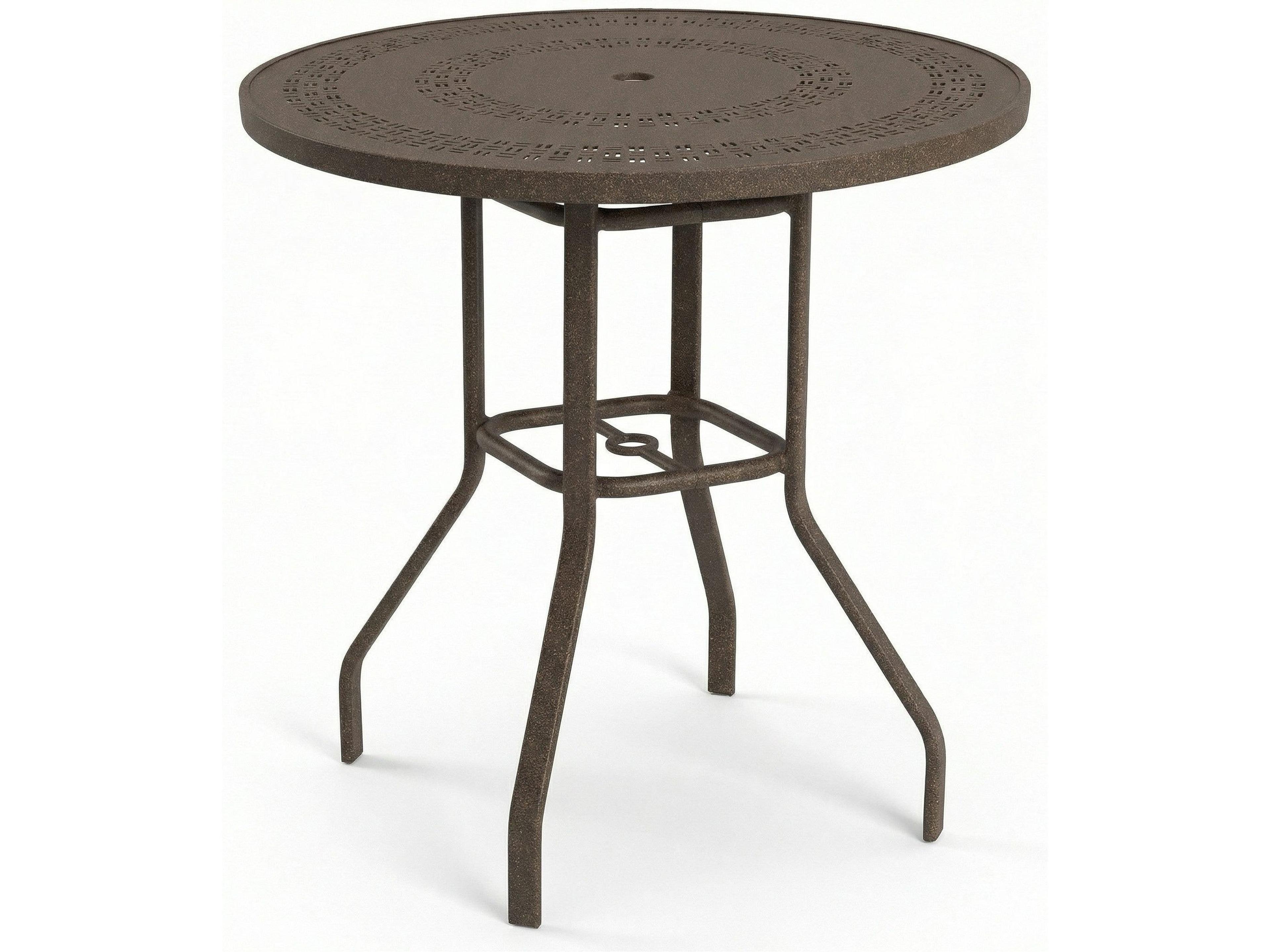 Windward Design Group Mayan Punched Aluminum Round Balcony Table with Umbrella Hole