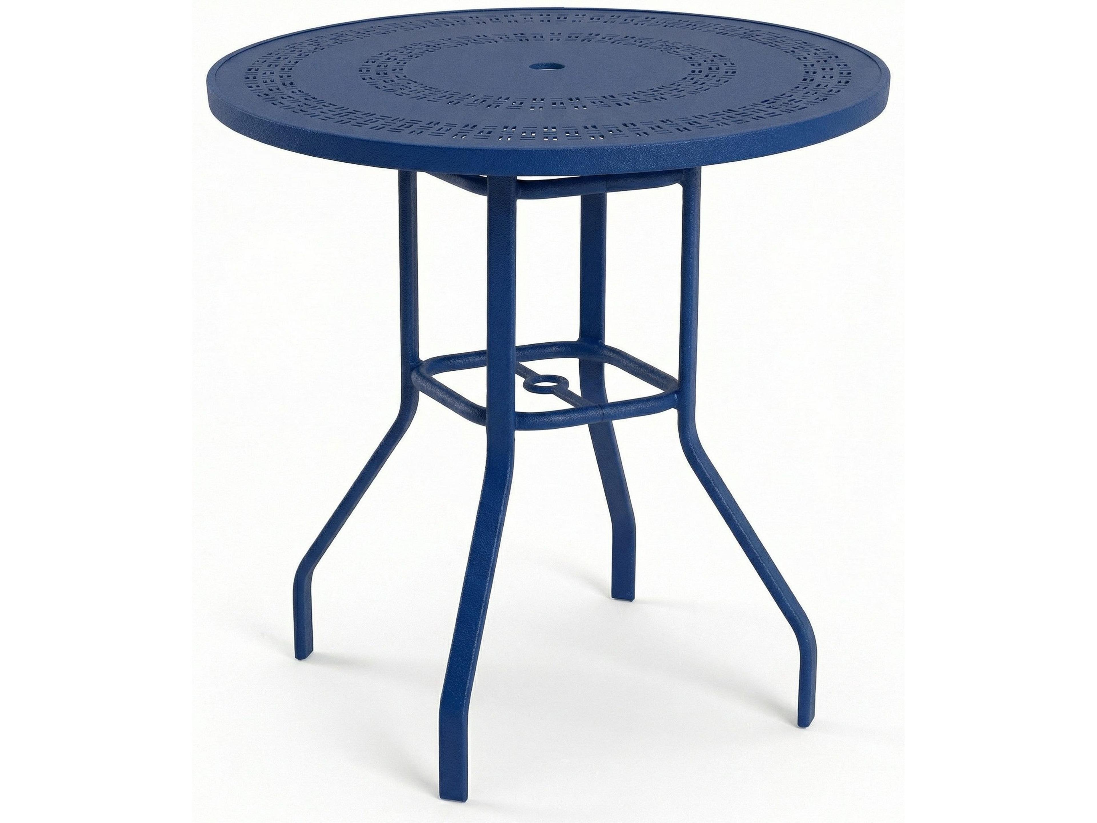 Windward Design Group Mayan Punched Aluminum Round Balcony Table with Umbrella Hole