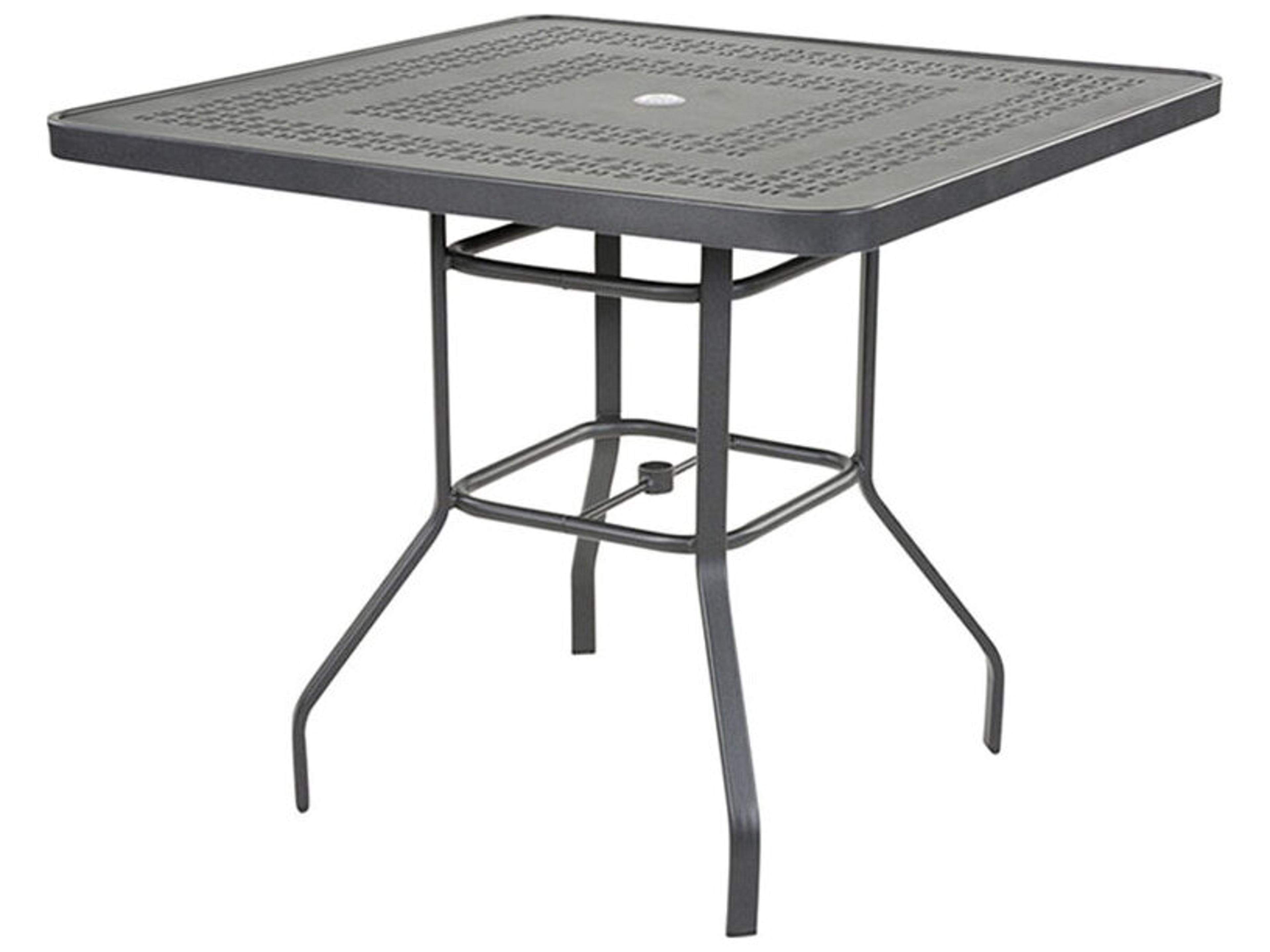 Mayan Punched Aluminum Square Patio Bar Table with Umbrella Hole