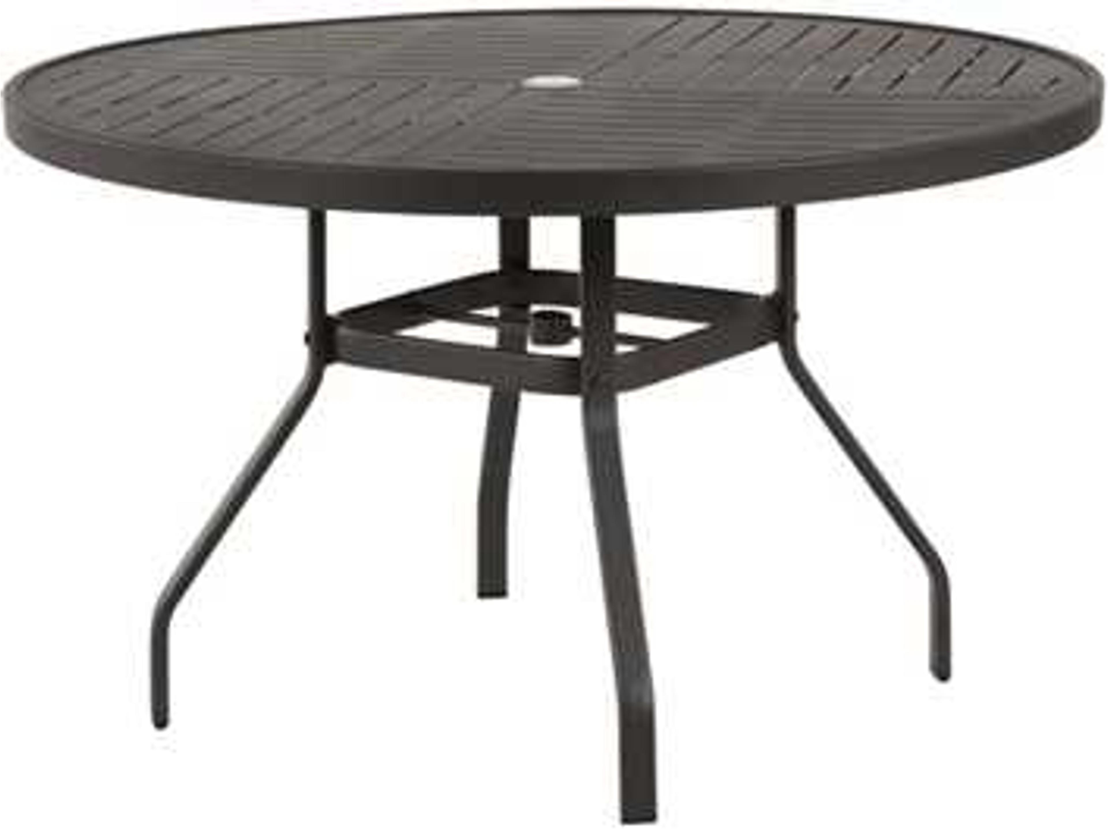 Napa Punched Aluminum Round Patio Dining Table with Umbrella Hole