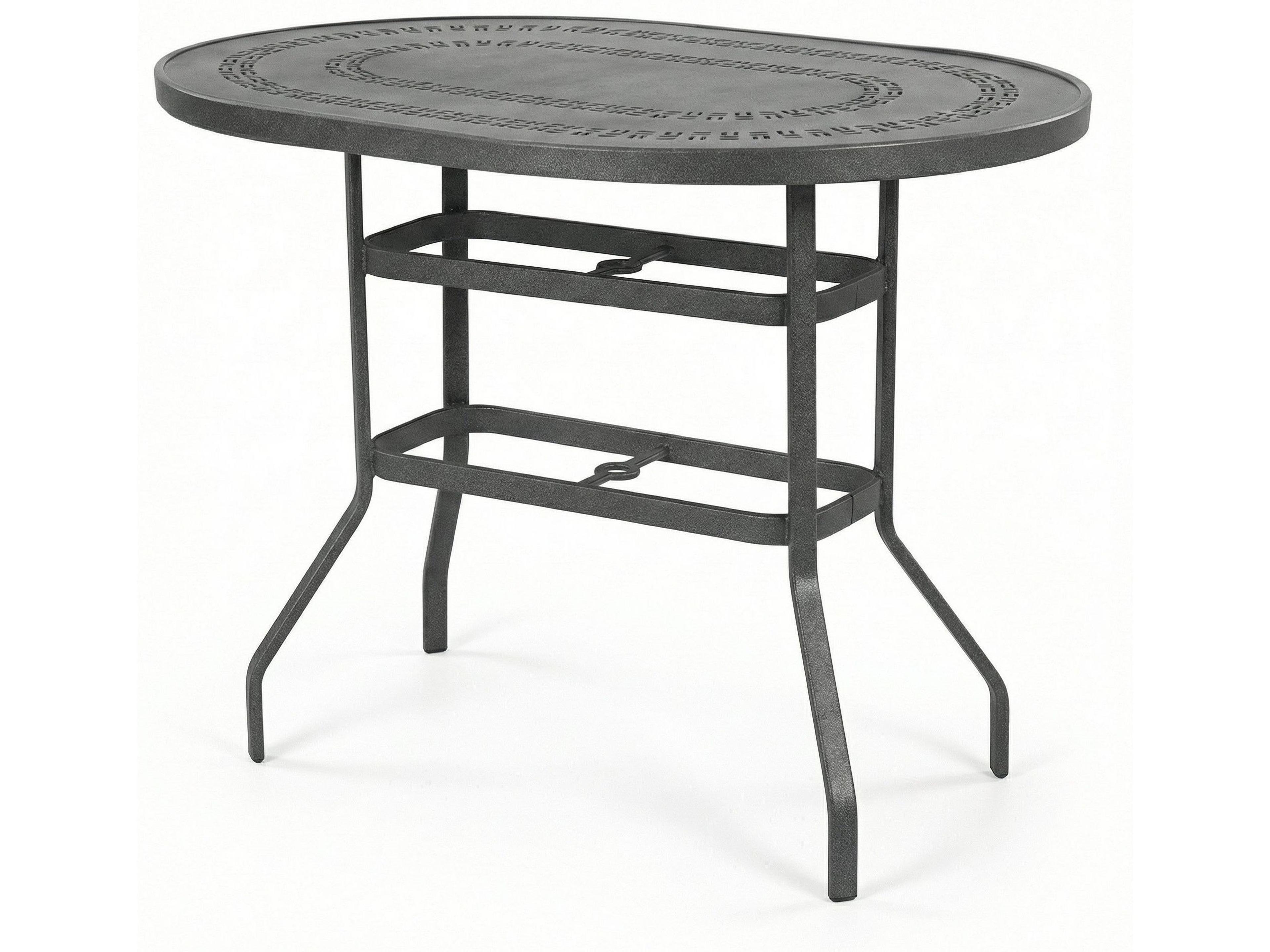 Mayan Punched Aluminum Oval Bar Table