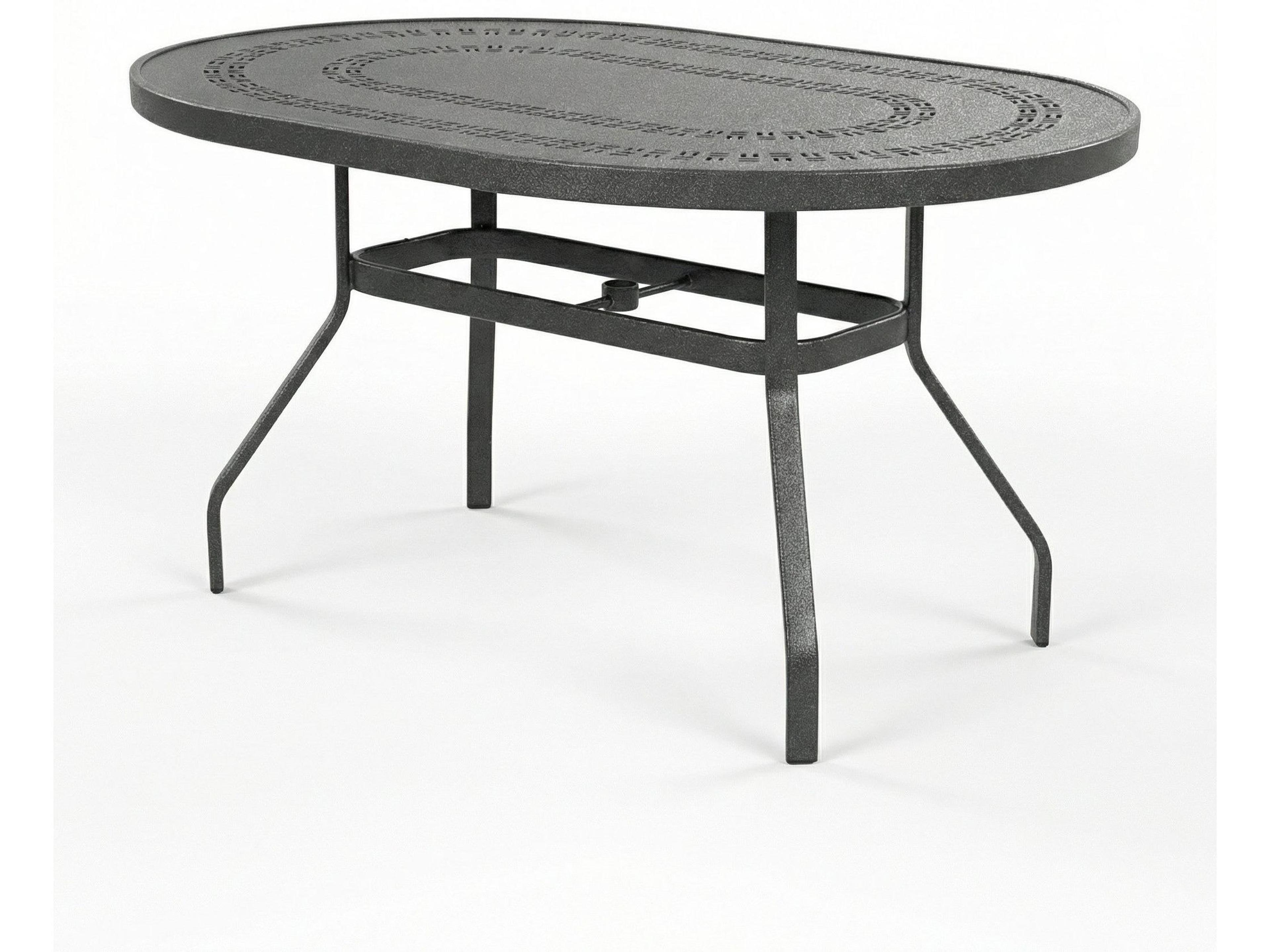Mayan Punched Aluminum Oval Dining Table