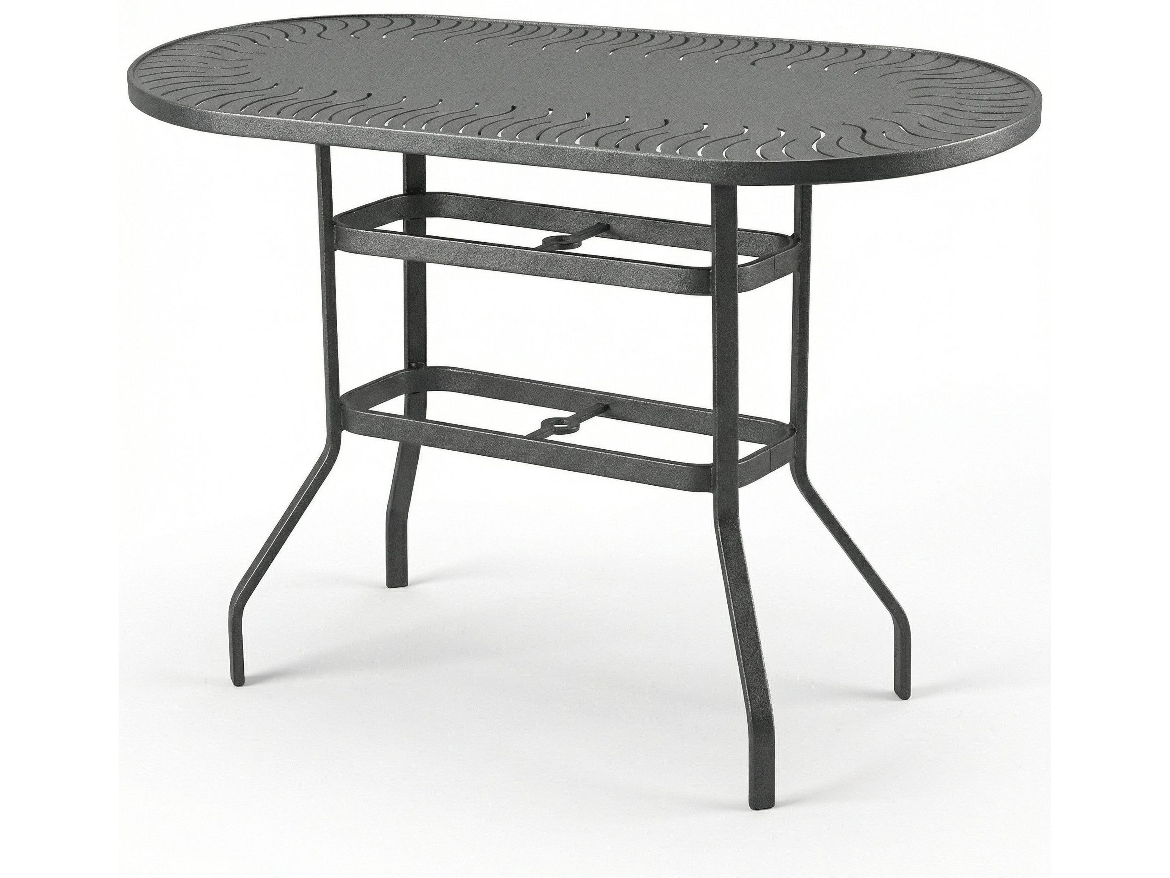 Sunburst Punched Aluminum Oval Dining Table