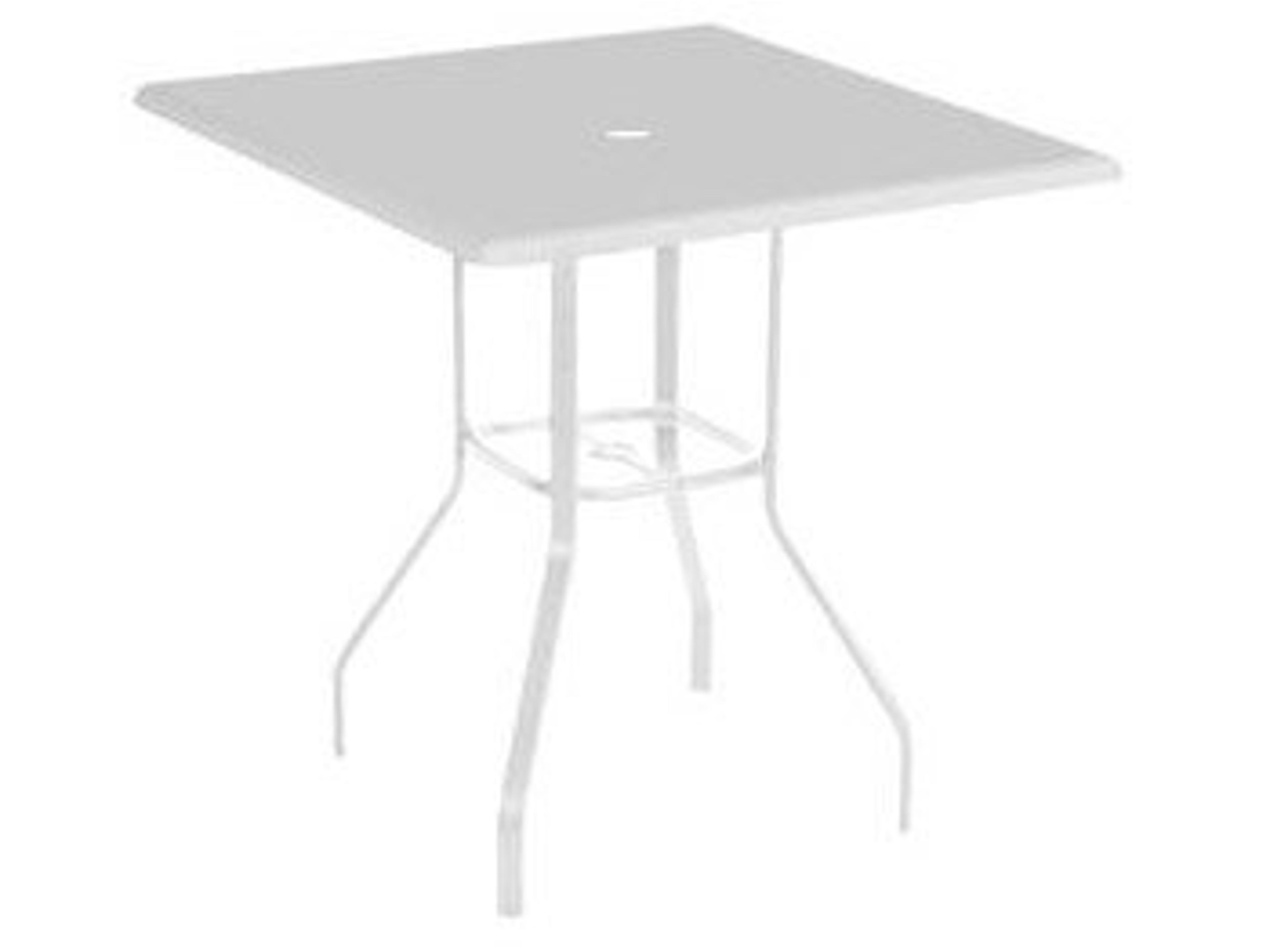 Raleigh Aluminum Square Patio Bar Table with Umbrella Hole
