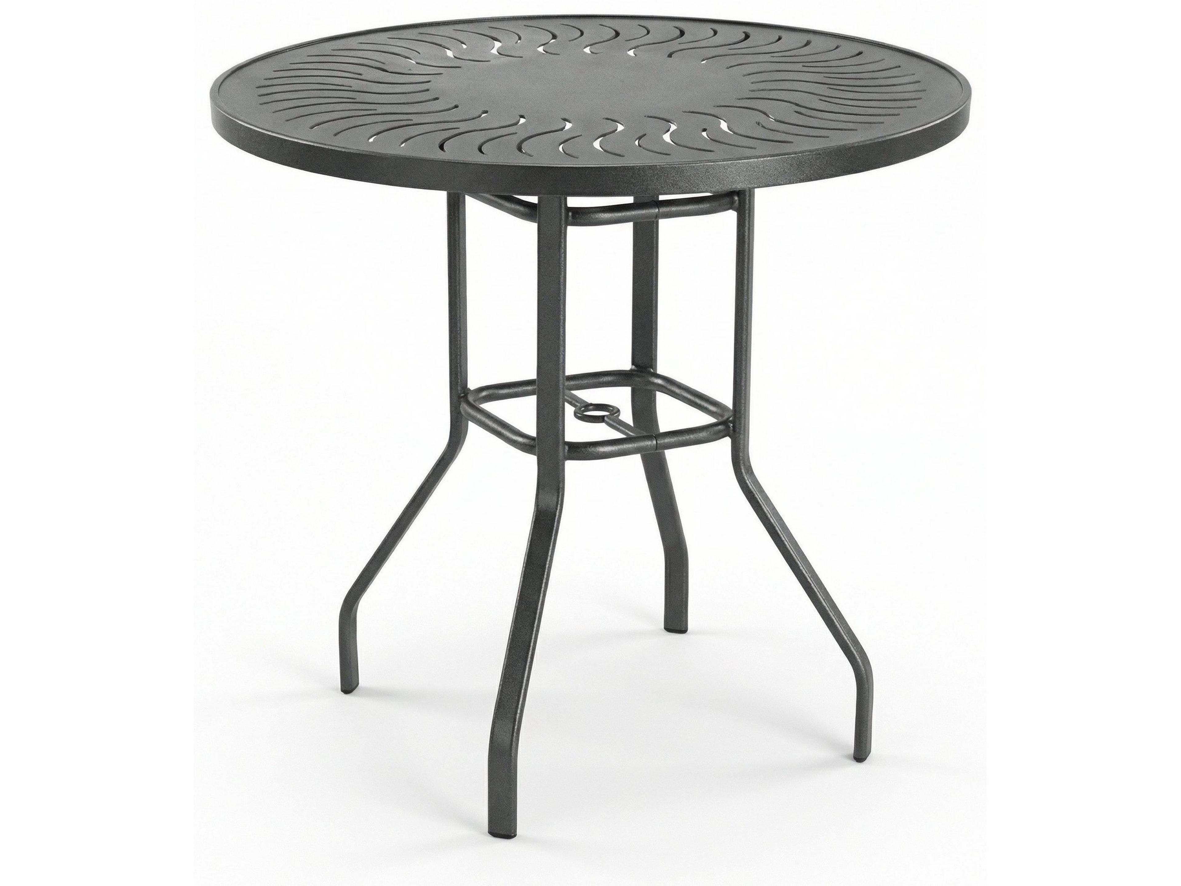 Sunburst Punched Aluminum Round Counter Table