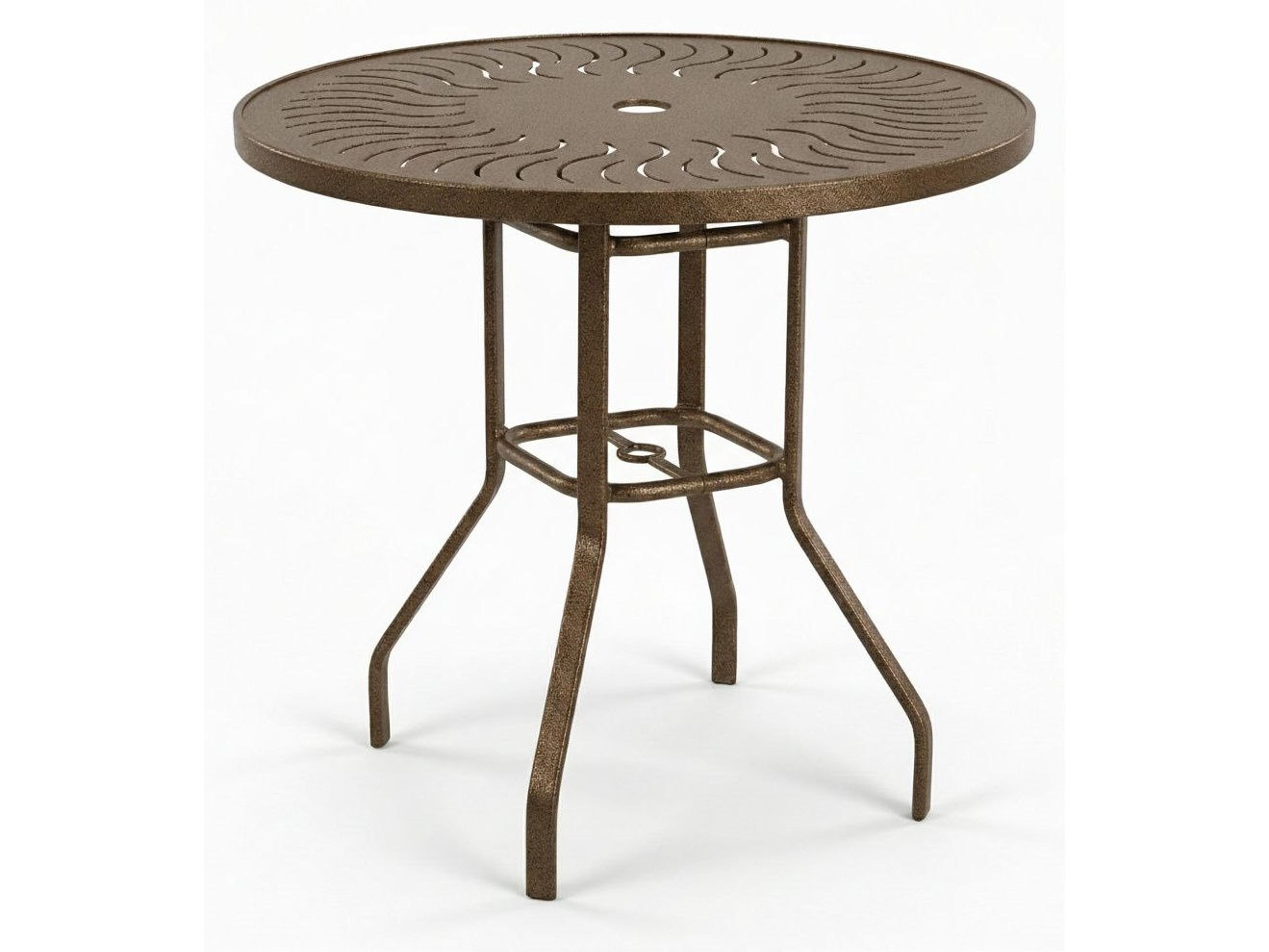 Windward Design Group Sunburst Punched Aluminum Round Balcony Table with Umbrella Hole