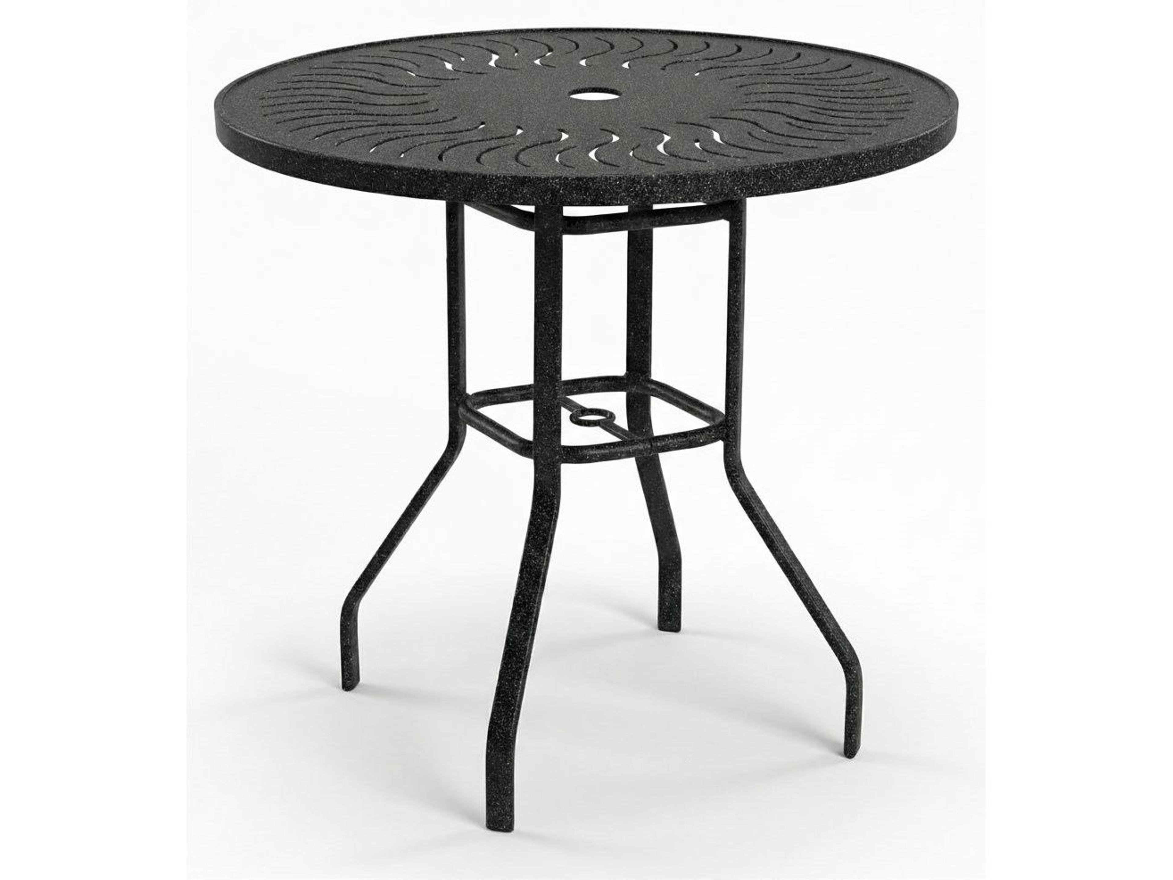 Windward Design Group Sunburst Punched Aluminum Round Balcony Table with Umbrella Hole