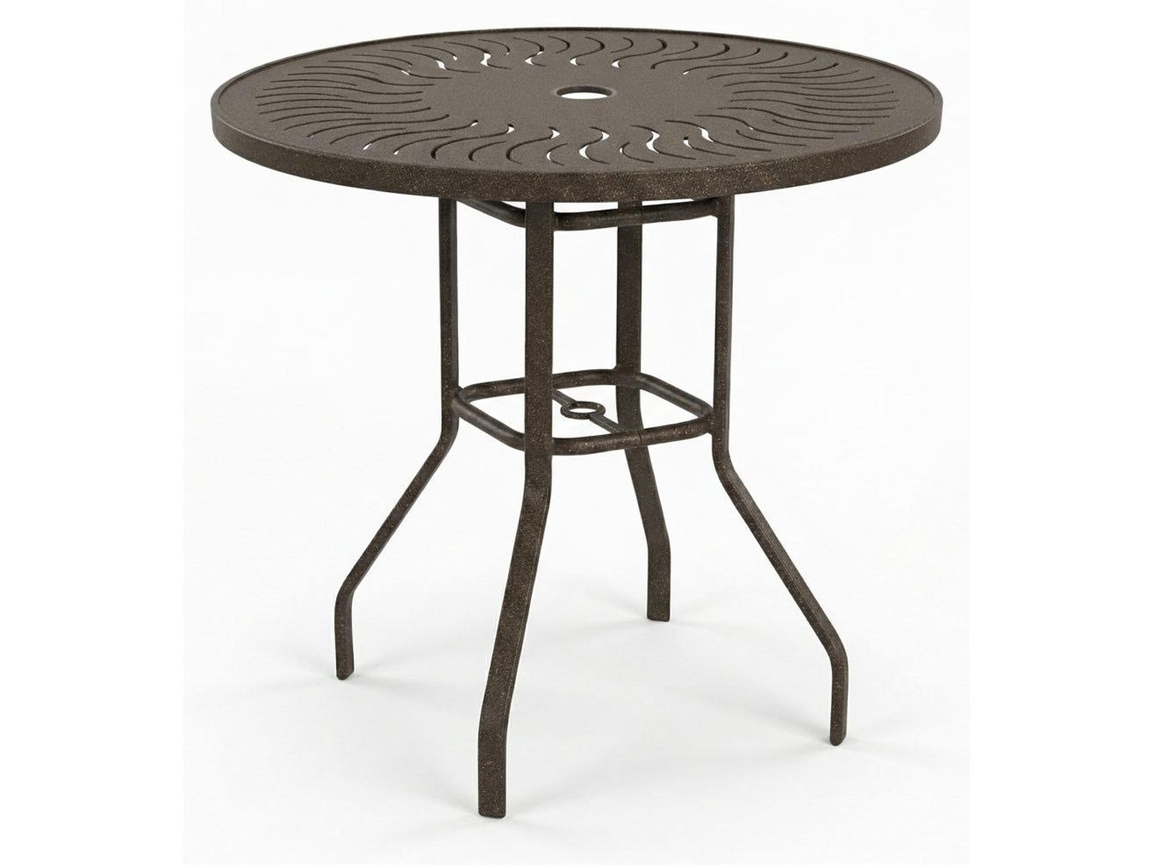 Windward Design Group Sunburst Punched Aluminum Round Balcony Table with Umbrella Hole