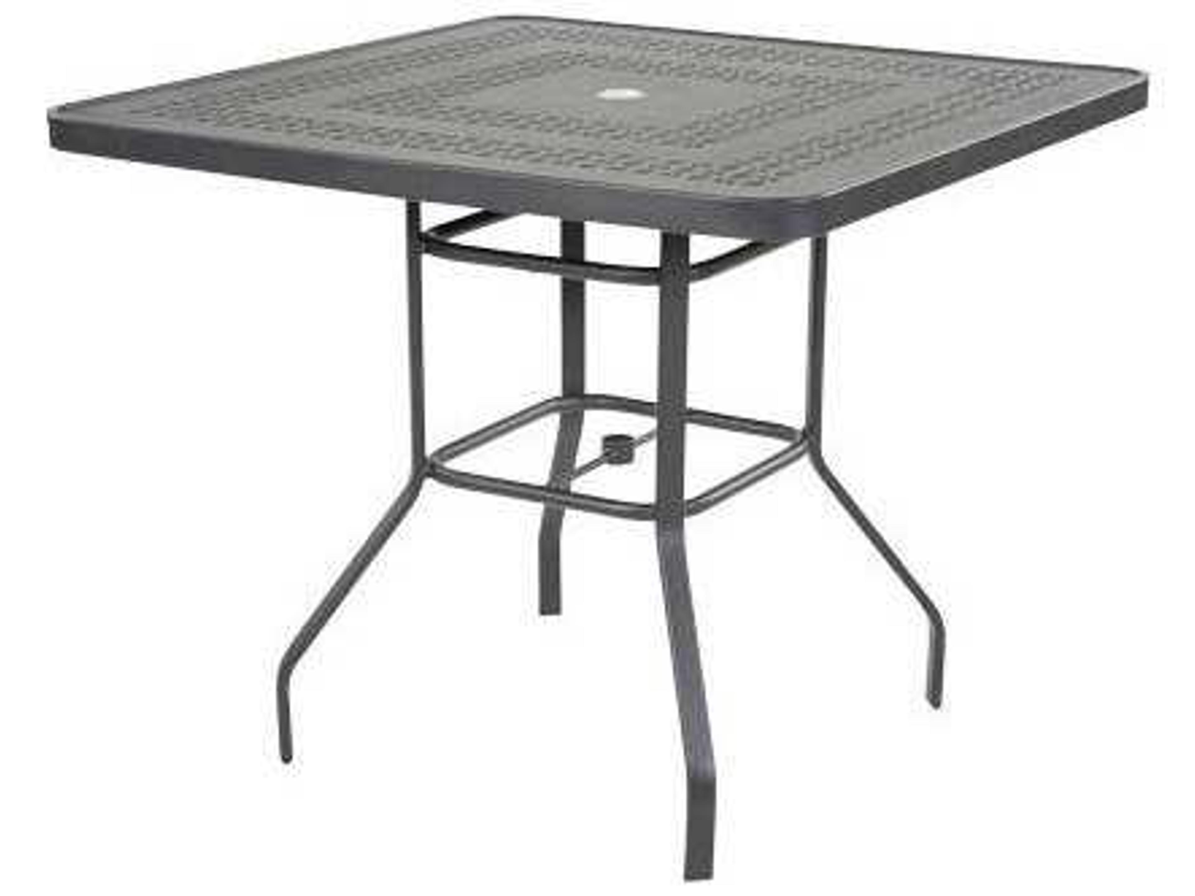Mayan Punched Aluminum Square Balcony Table with Umbrella Hole