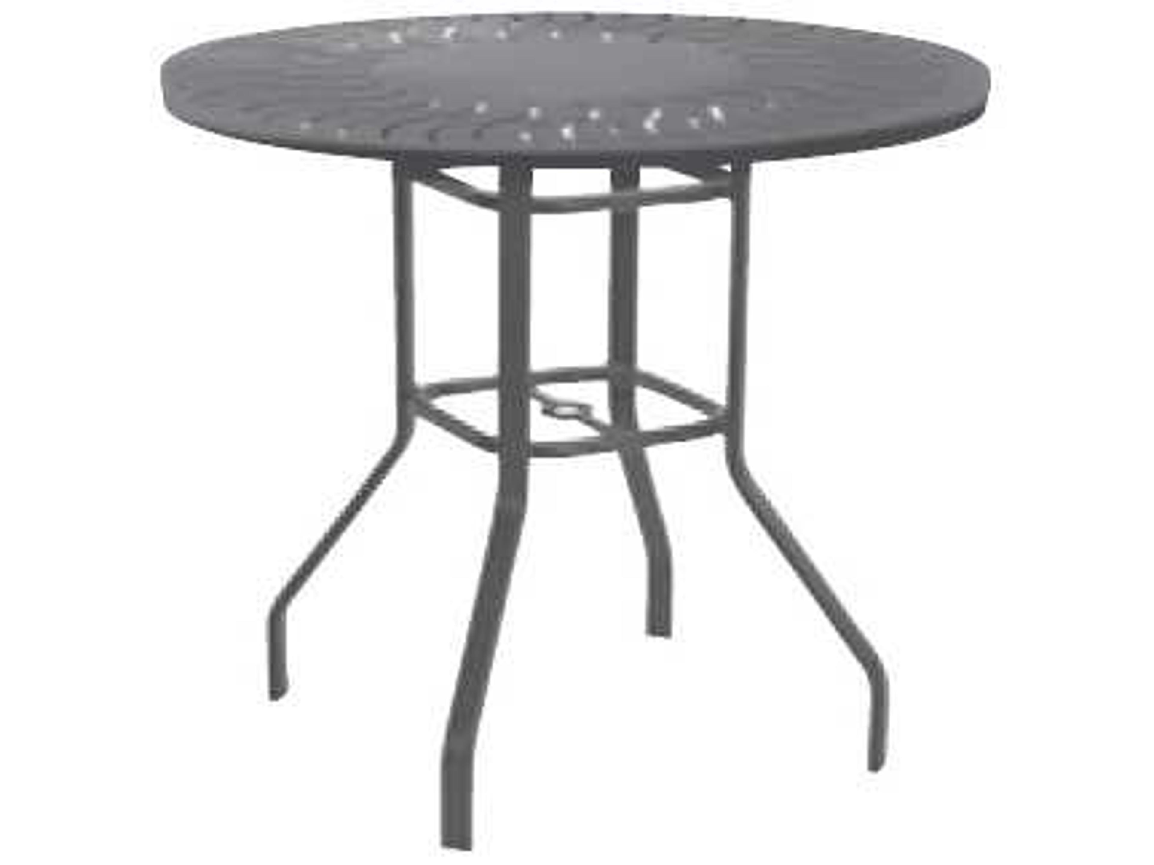 Sunburst Punched Aluminum Square Balcony Table with Umbrella Hole