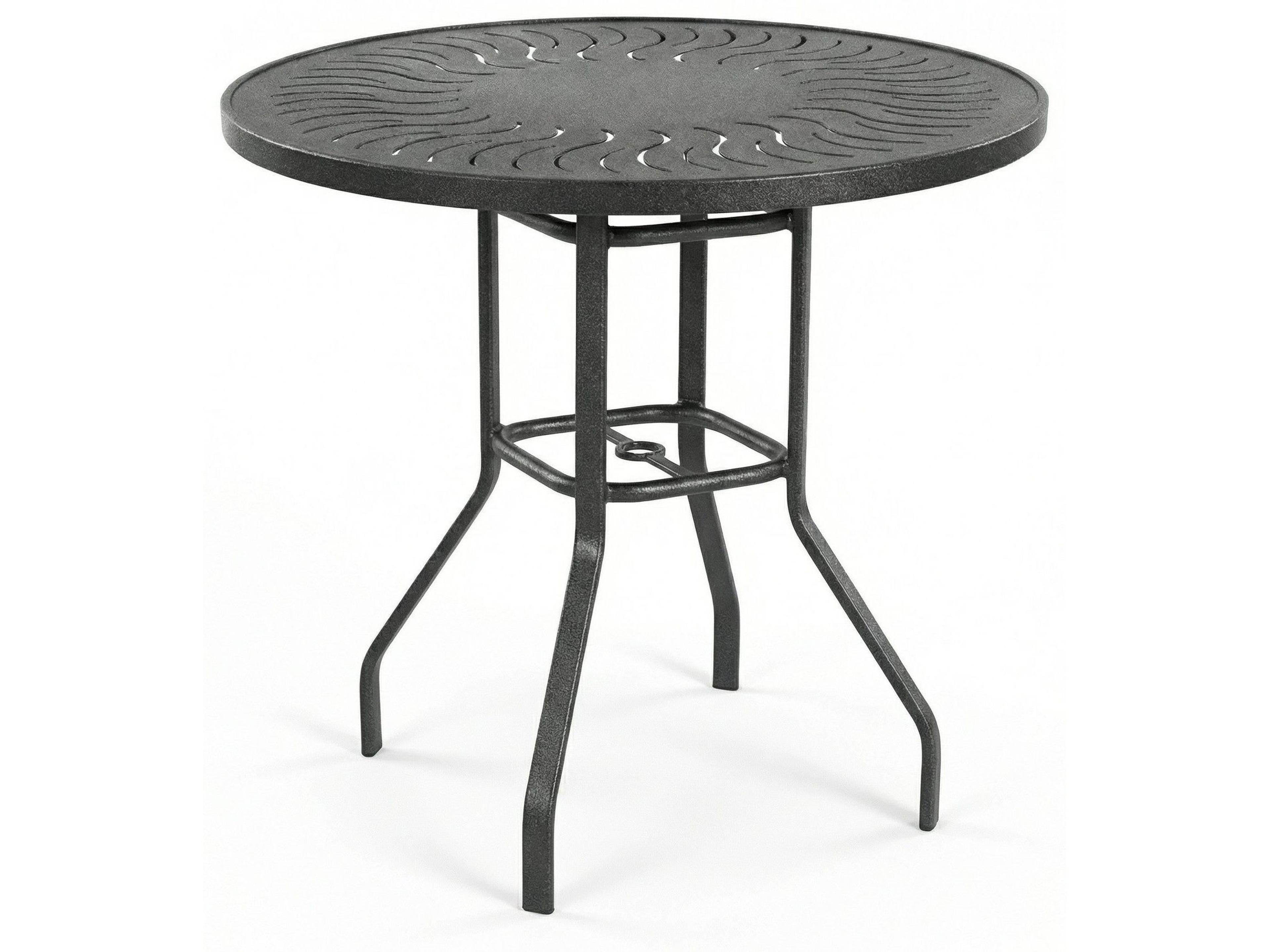 Sunburst Punched Aluminum Round Bar Table