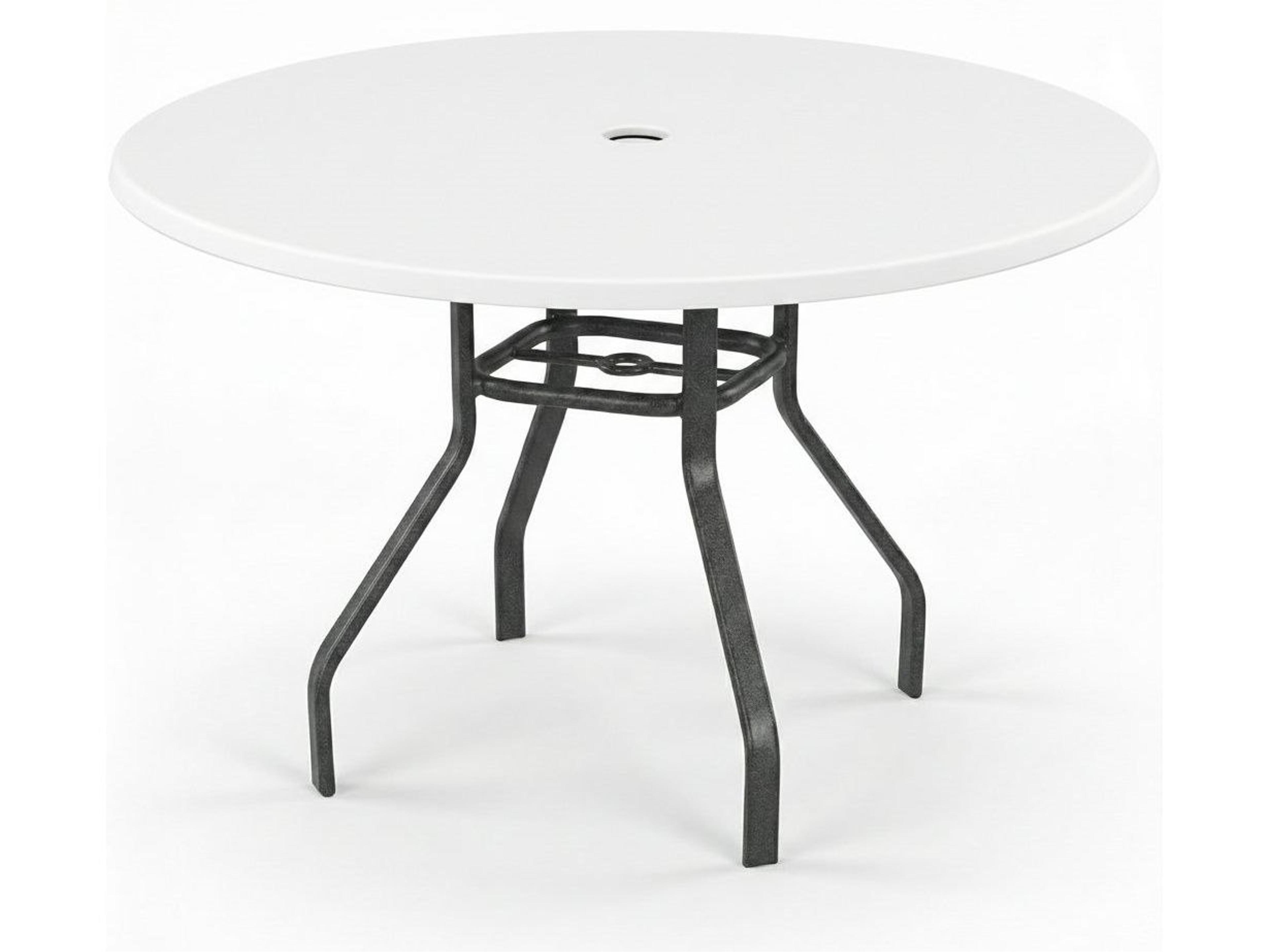 Fiberglass Top Aluminum Round Outdoor Dining Table with Umbrella Hole