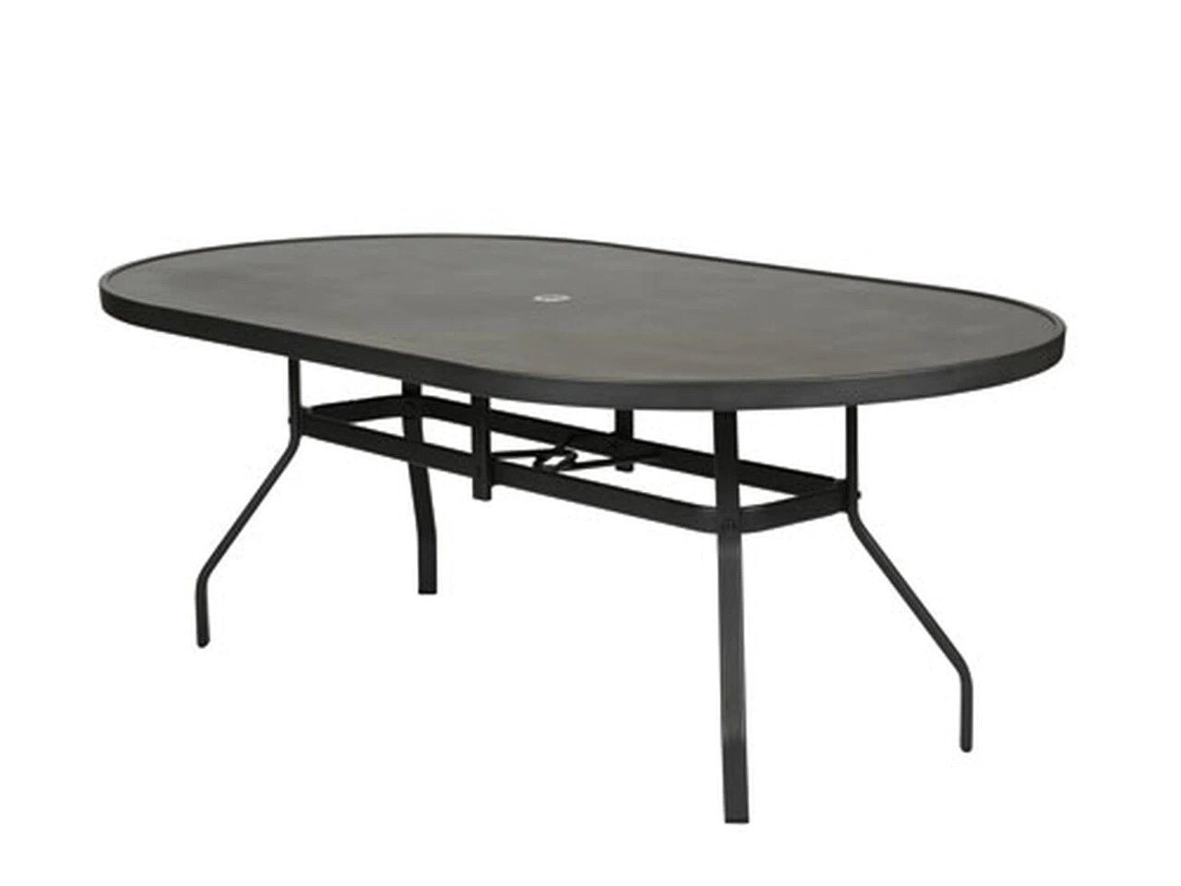 Avalon II Aluminum Oval Patio Dining Table with Umbrella Hole