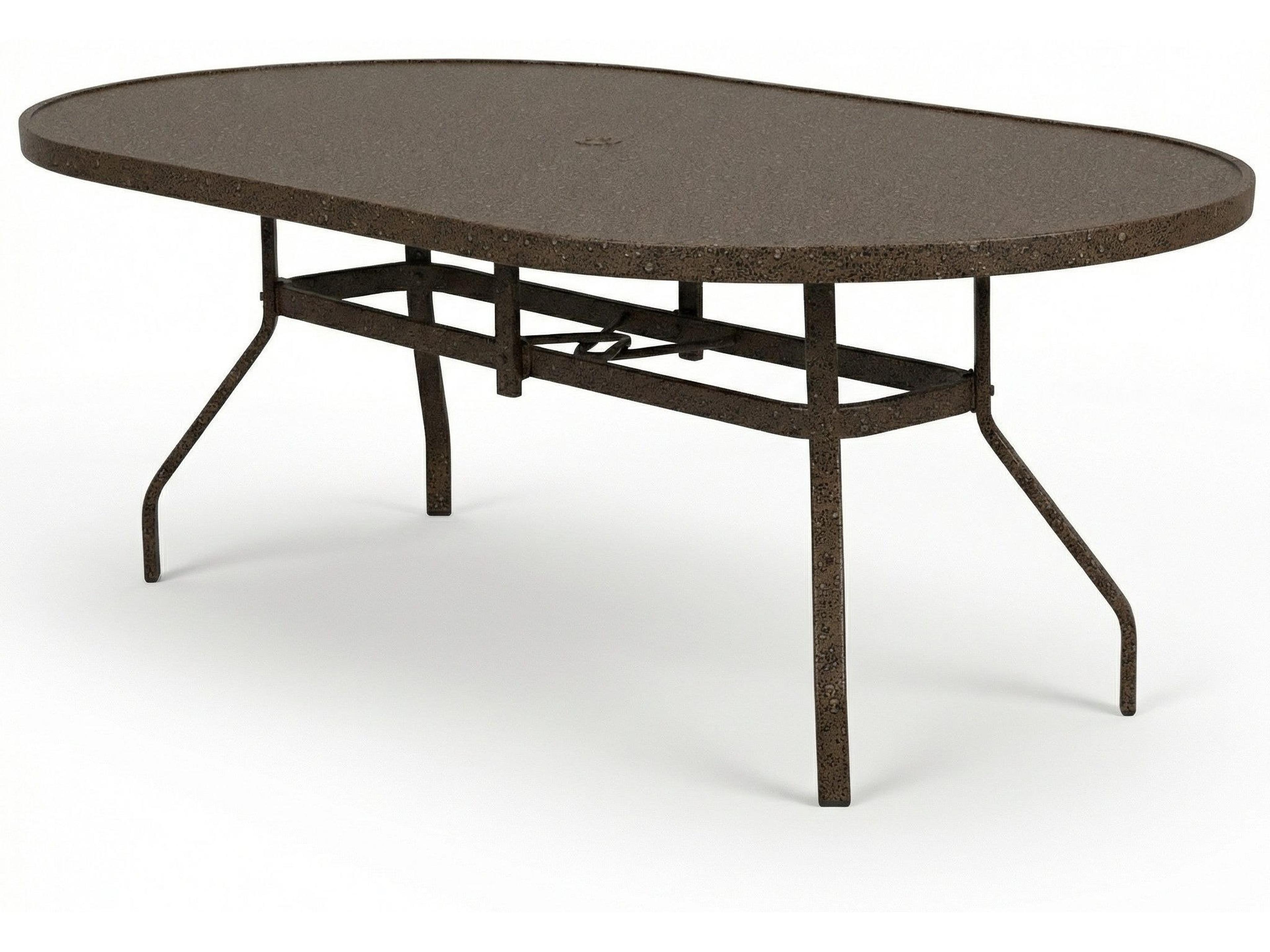 Windward Design Group Avalon II Aluminum Oval Patio Dining Table with Umbrella Hole