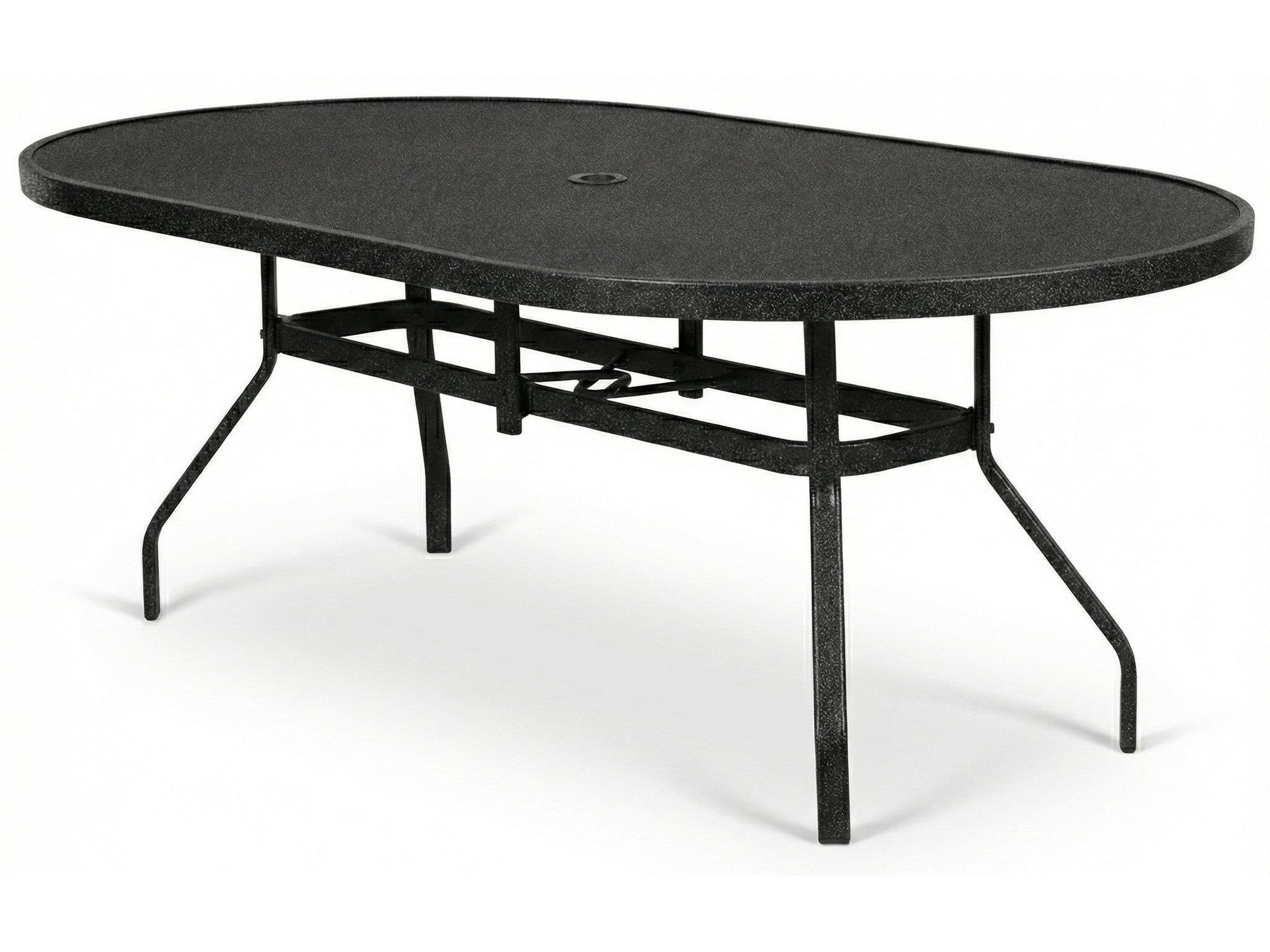 Windward Design Group Avalon II Aluminum Oval Patio Dining Table with Umbrella Hole