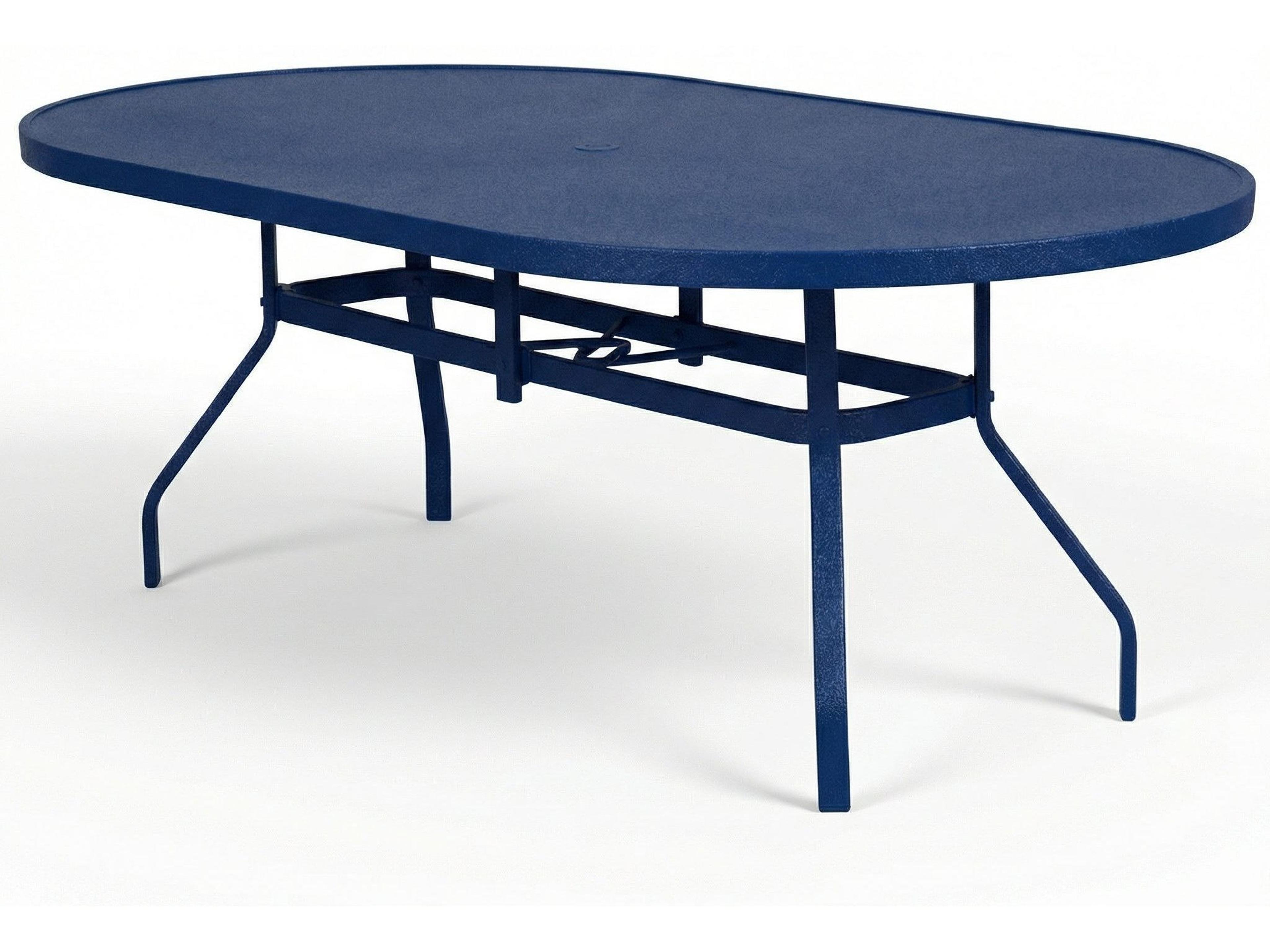 Windward Design Group Avalon II Aluminum Oval Patio Dining Table with Umbrella Hole