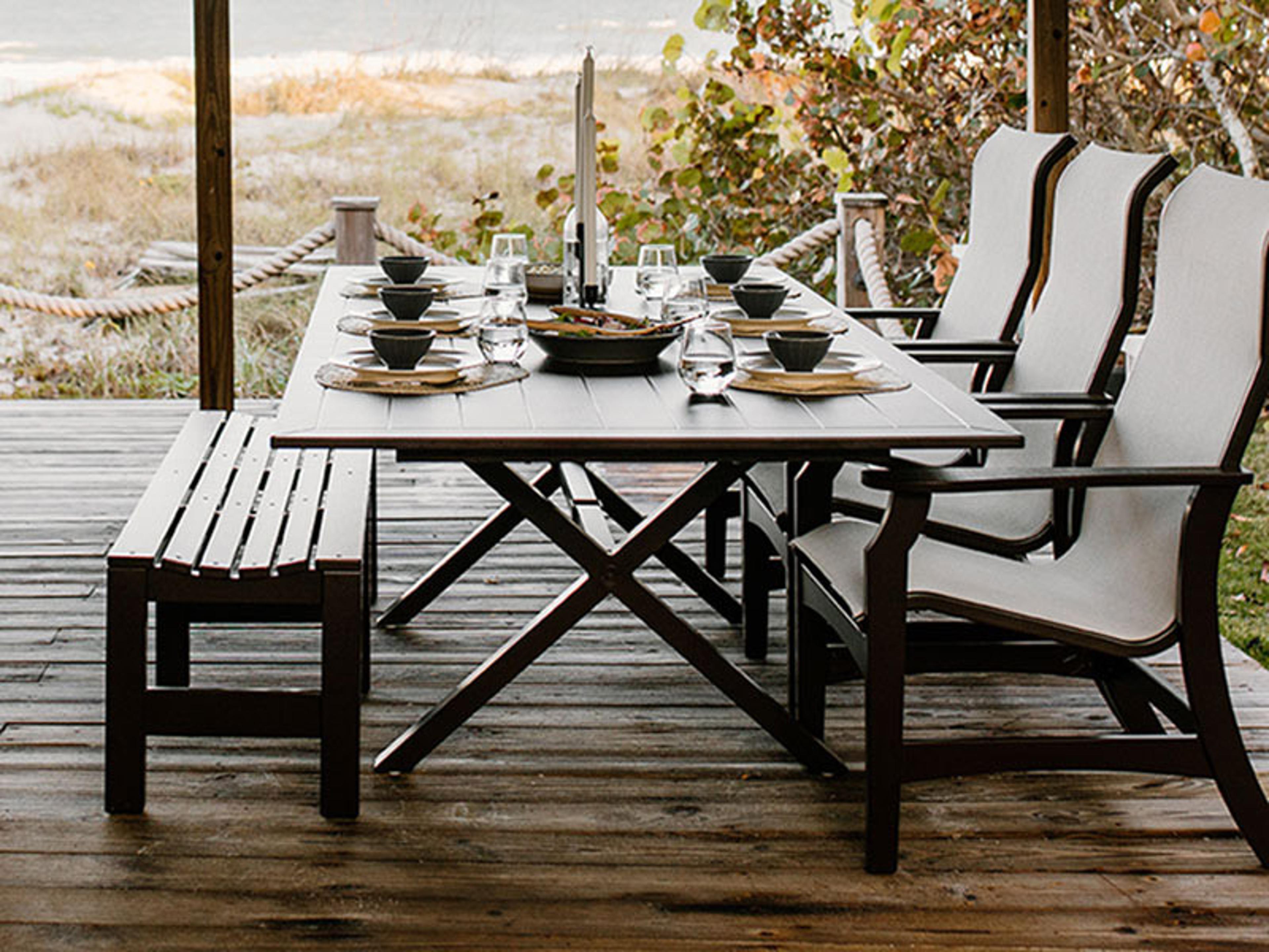 Windward Design Group Newport MGP Aluminum Rectangular Outdoor Patio Dining Table with Umbrella Hole