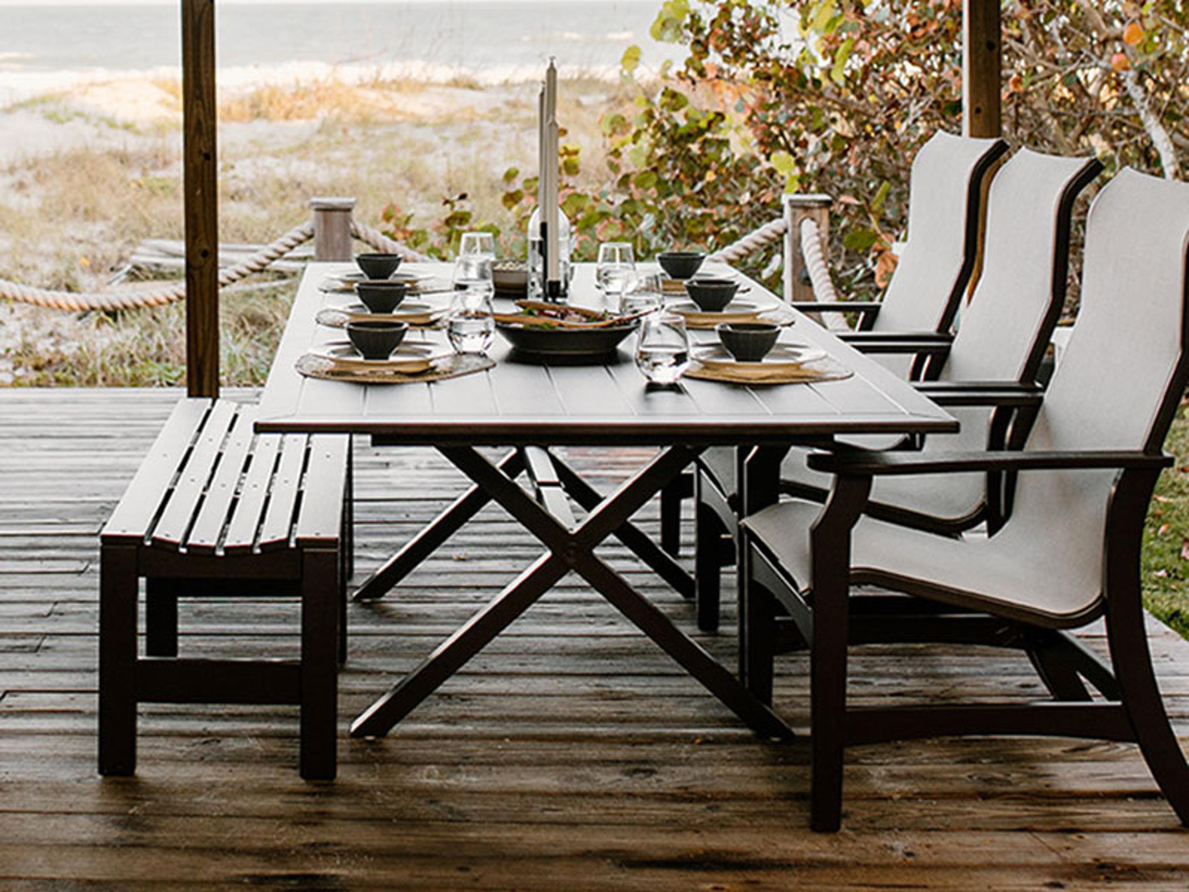 Windward Design Group Newport MGP Aluminum Rectangular Patio Dining Table with Umbrella Hole