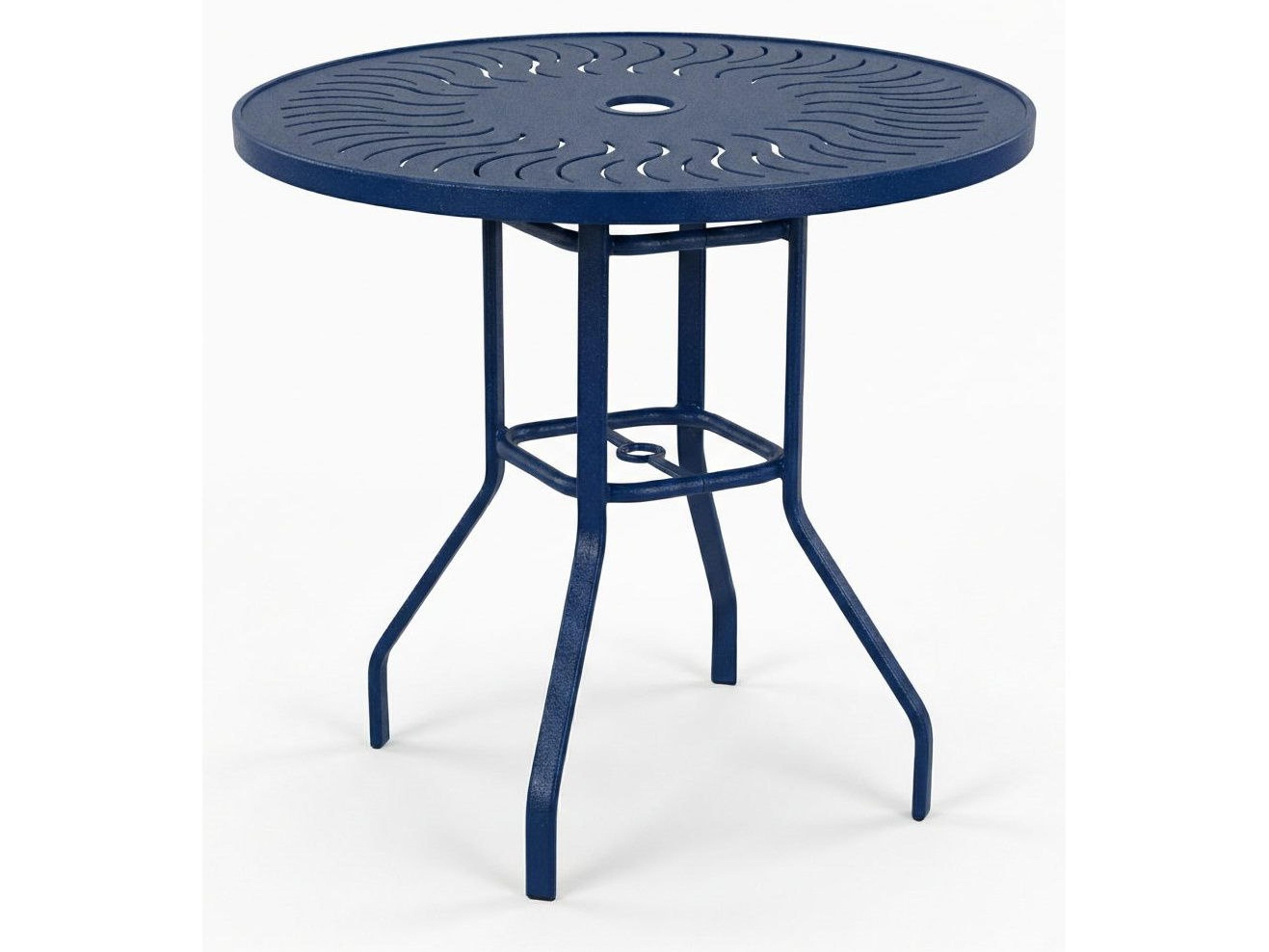 Windward Design Group Sunburst Punched Aluminum Round Balcony Table with Umbrella Hole
