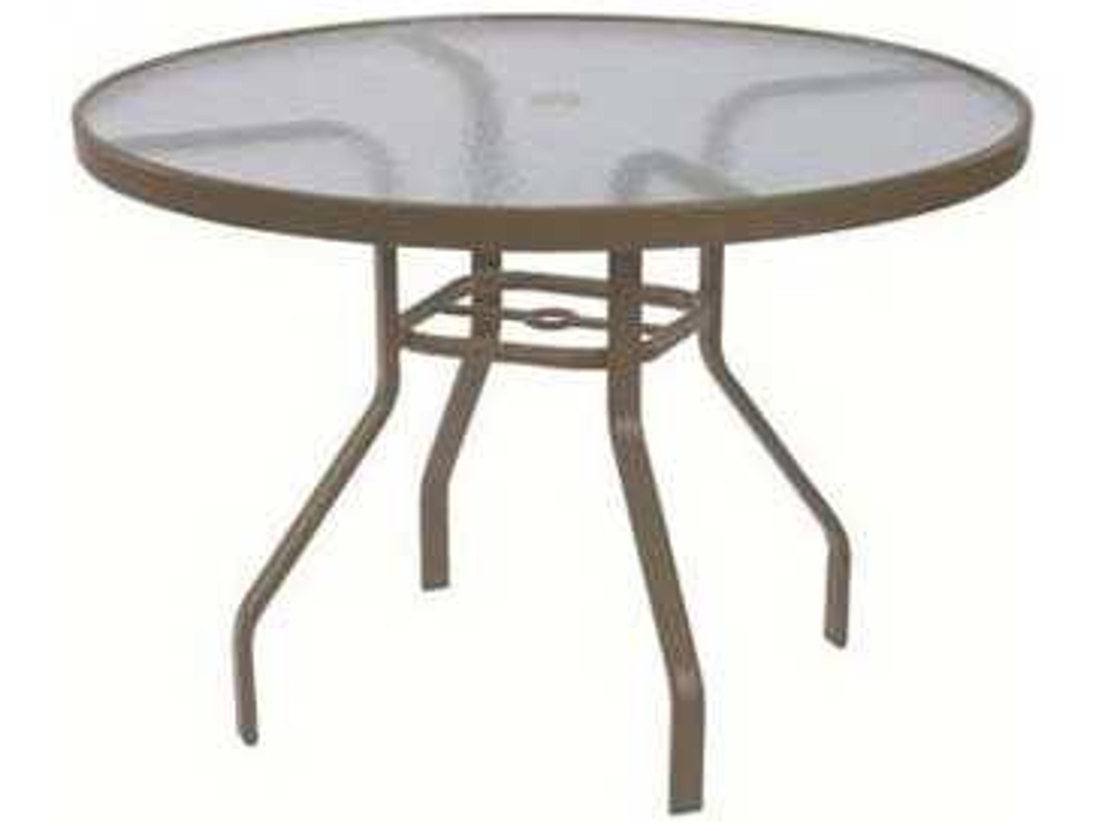 Glass Top Aluminum Round Outdoor Dining Table with Umbrella Hole
