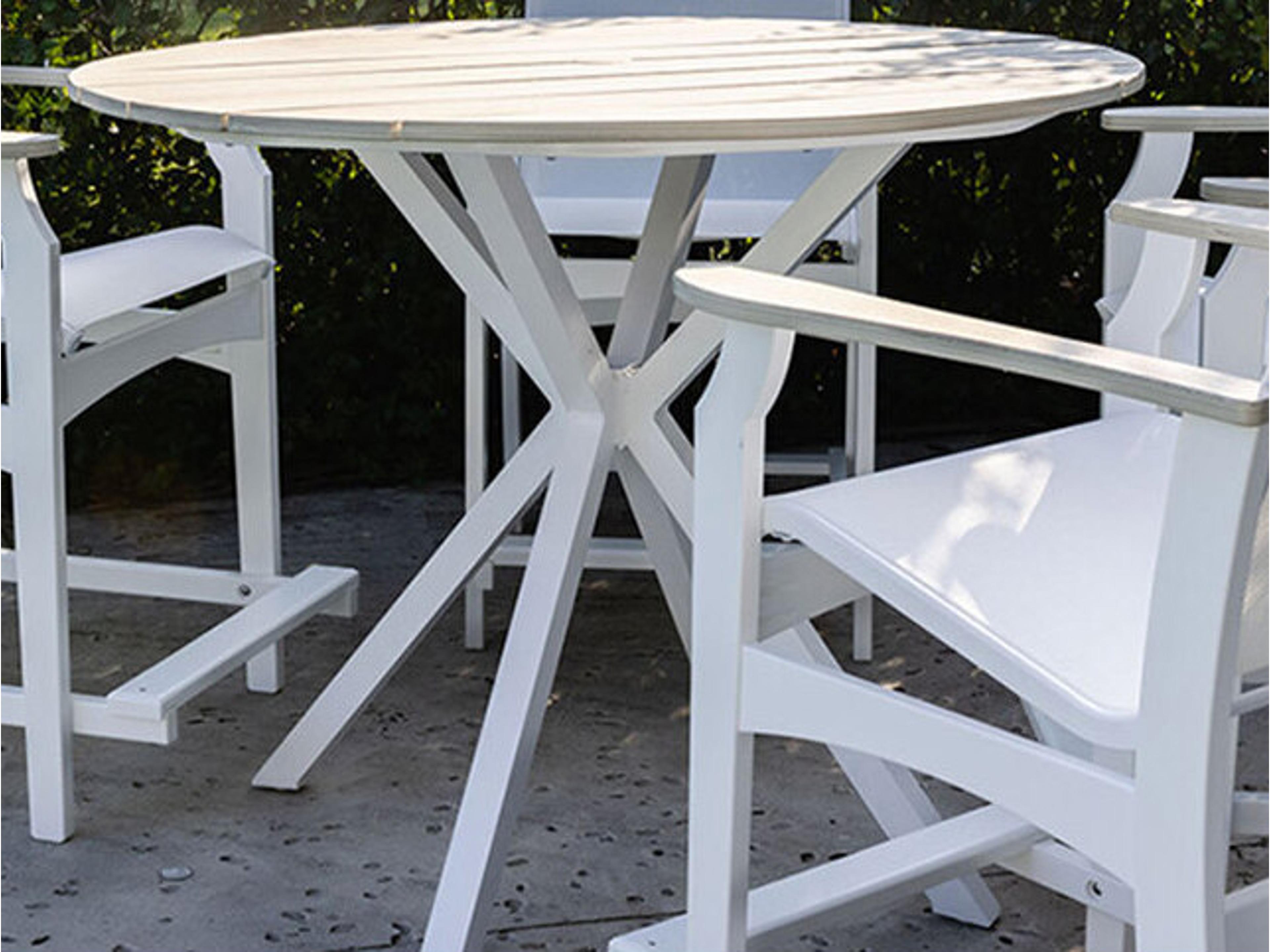 Windward Design Group Tahoe Plank Recycled Polymer Round Outdoor Counter Table with Umbrella Hole