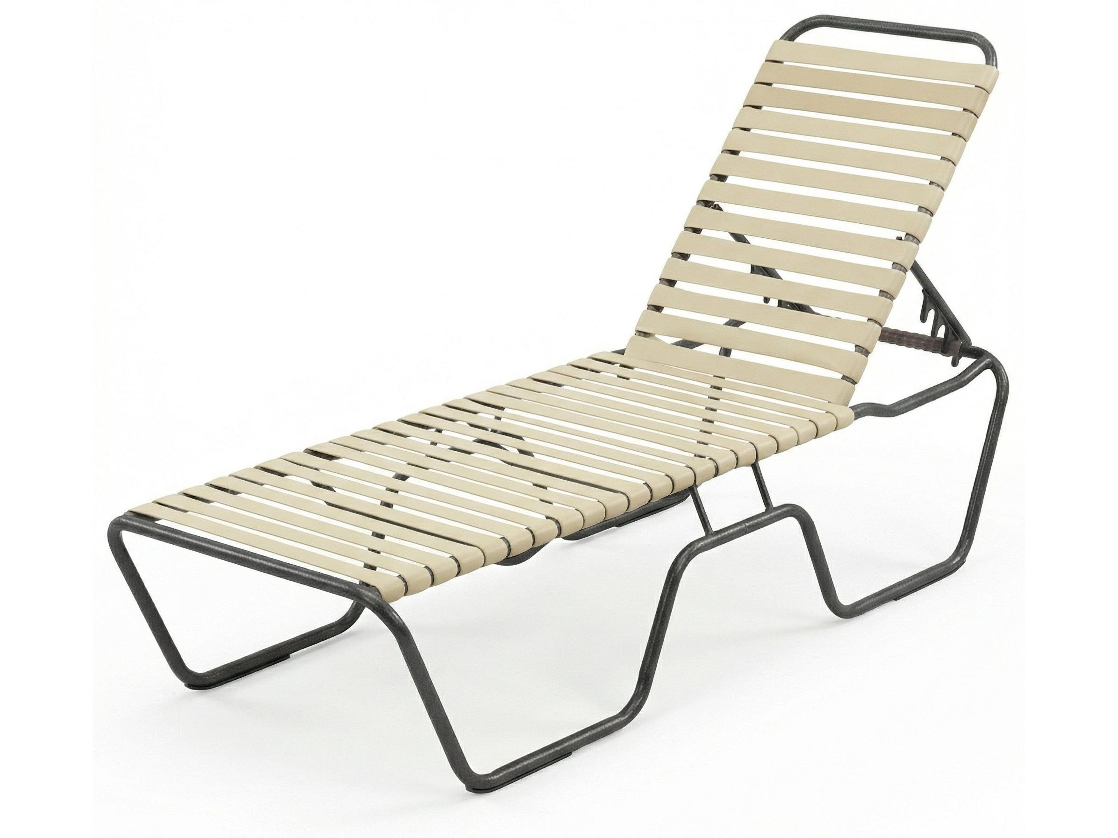 Windward Design Group Country Club Strap Aluminum Skids Outdoor Patio Chaise Lounge