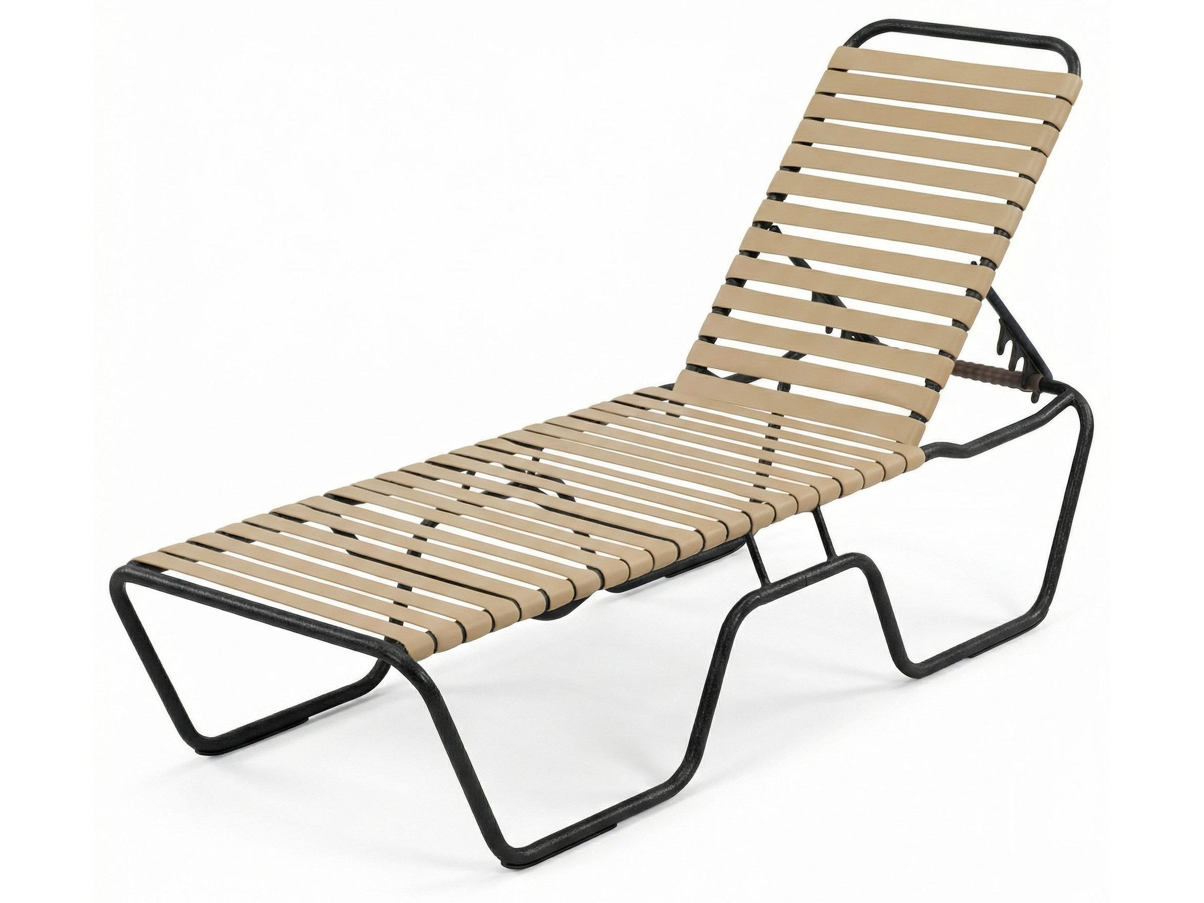 Windward Design Group Country Club Strap Aluminum Skids Outdoor Patio Chaise Lounge