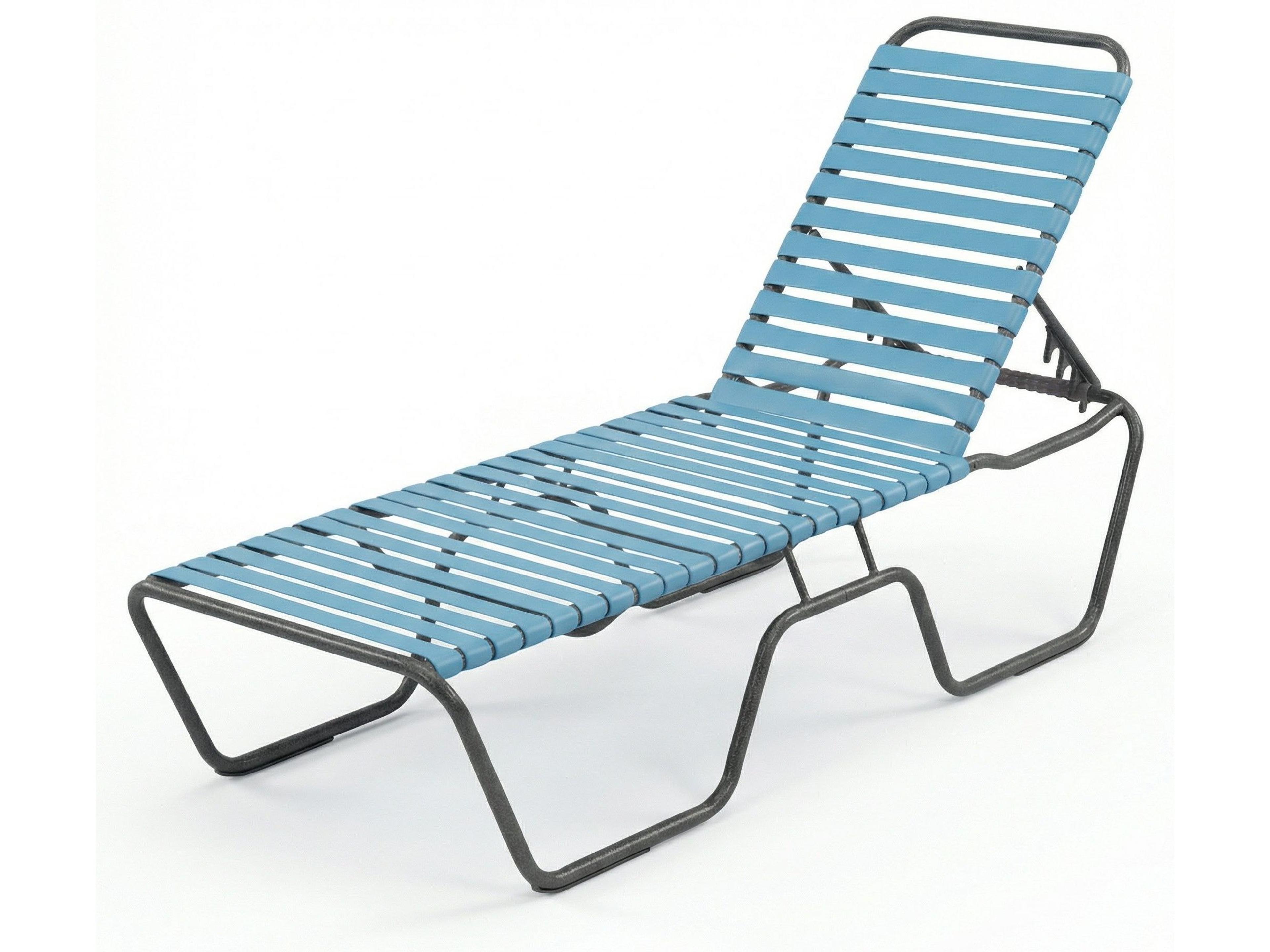Windward Design Group Country Club Strap Aluminum Skids Outdoor Patio Chaise Lounge