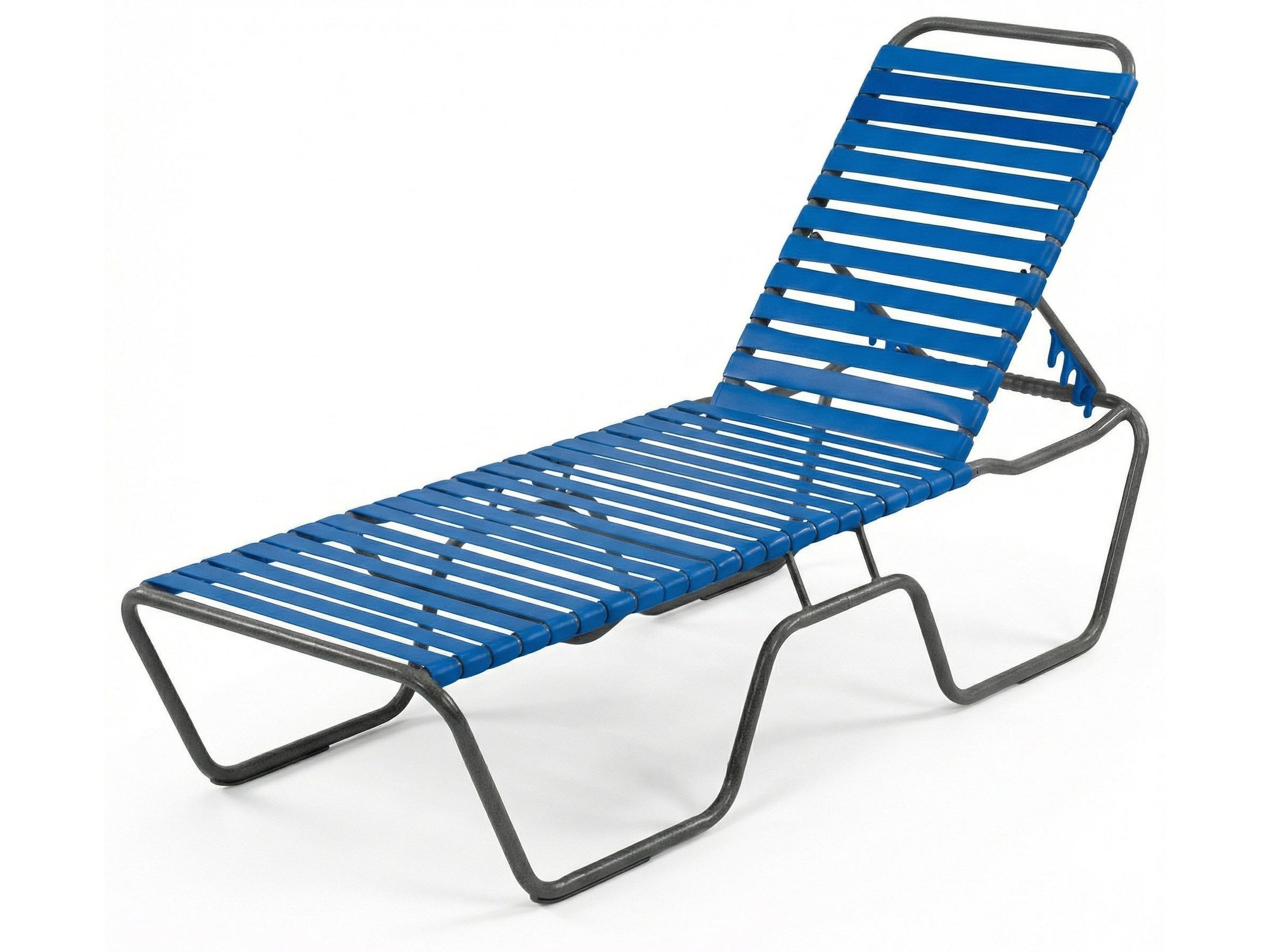 Windward Design Group Country Club Strap Aluminum Skids Outdoor Patio Chaise Lounge