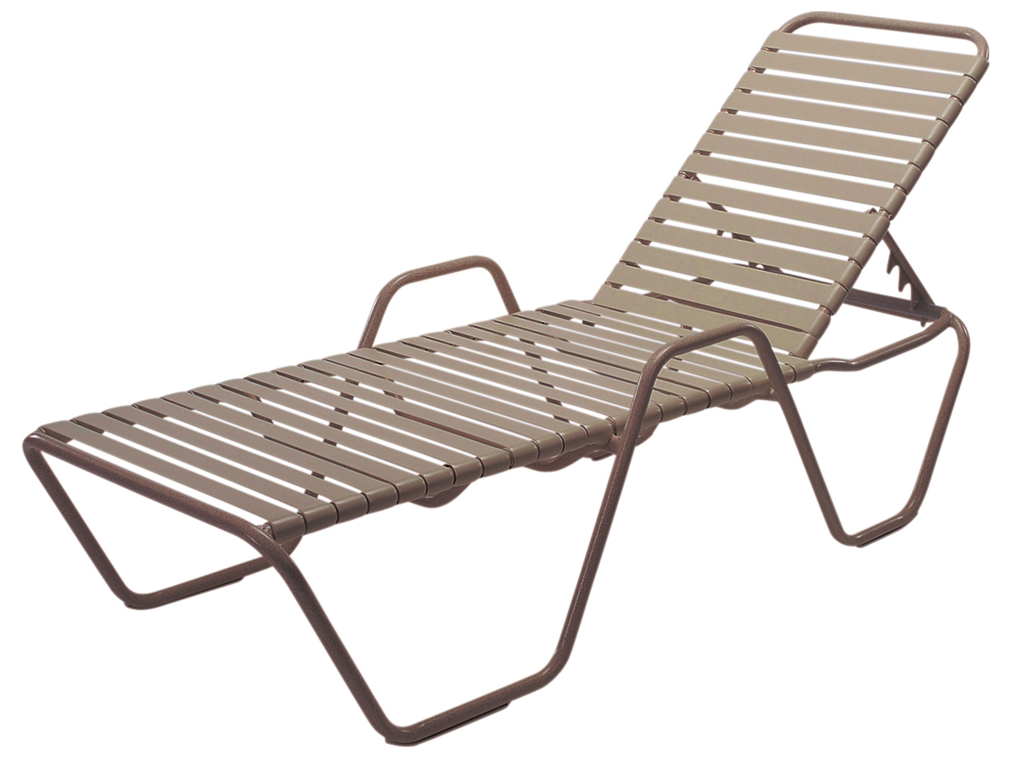 Country Club Strap Aluminum Skids Outdoor Patio Chaise Lounge with Arms