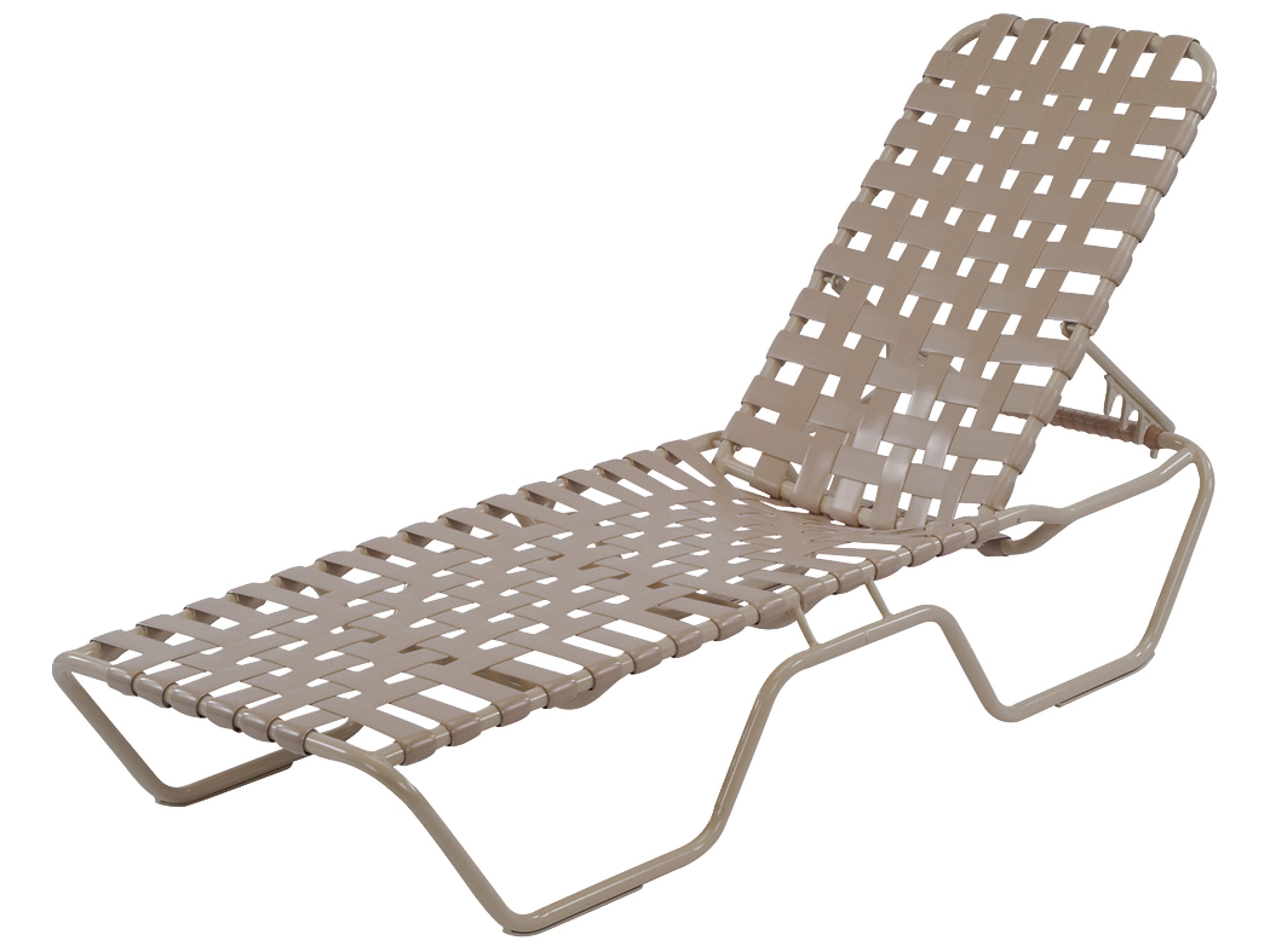 Country Club Strap Aluminum Skids Outdoor Chaise Lounge Cross Weave