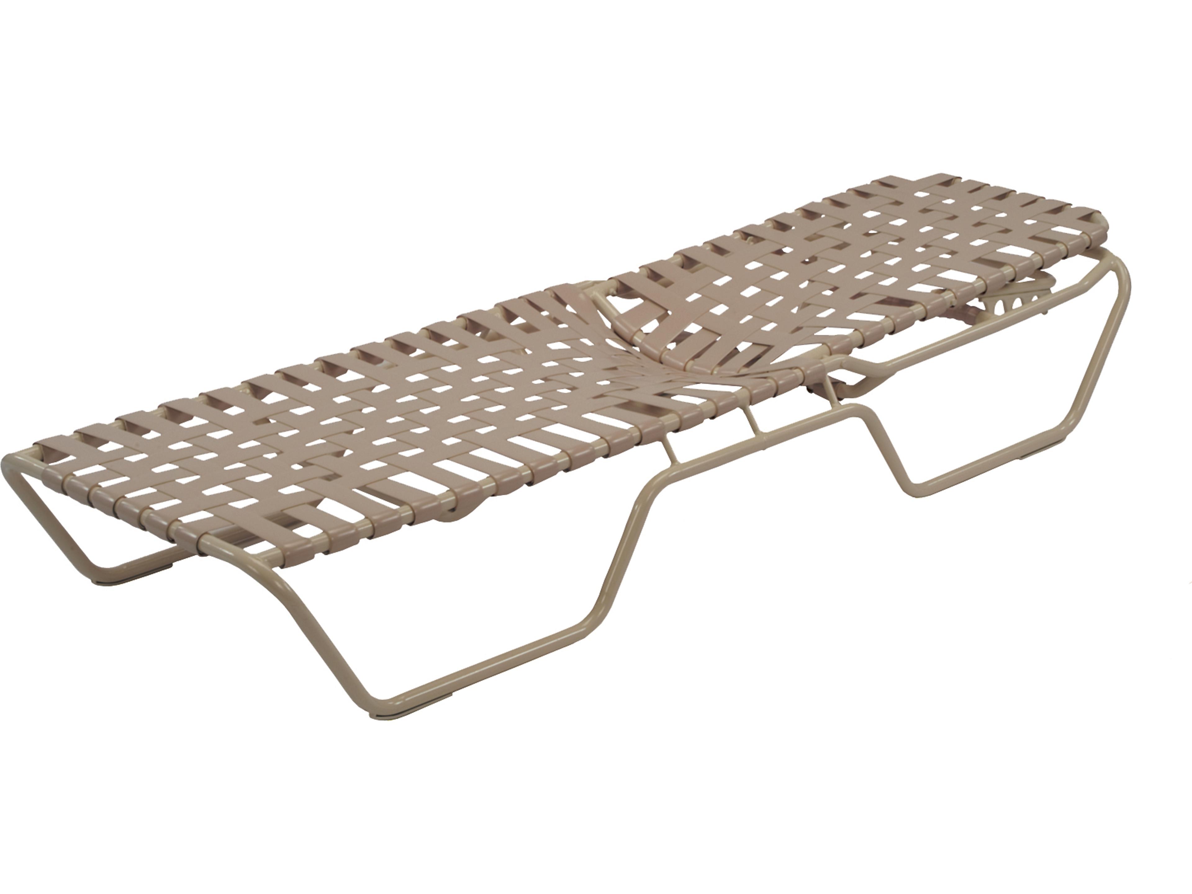 Country Club Strap Aluminum Skids Cross Weave Patio Chaise Extended Bed