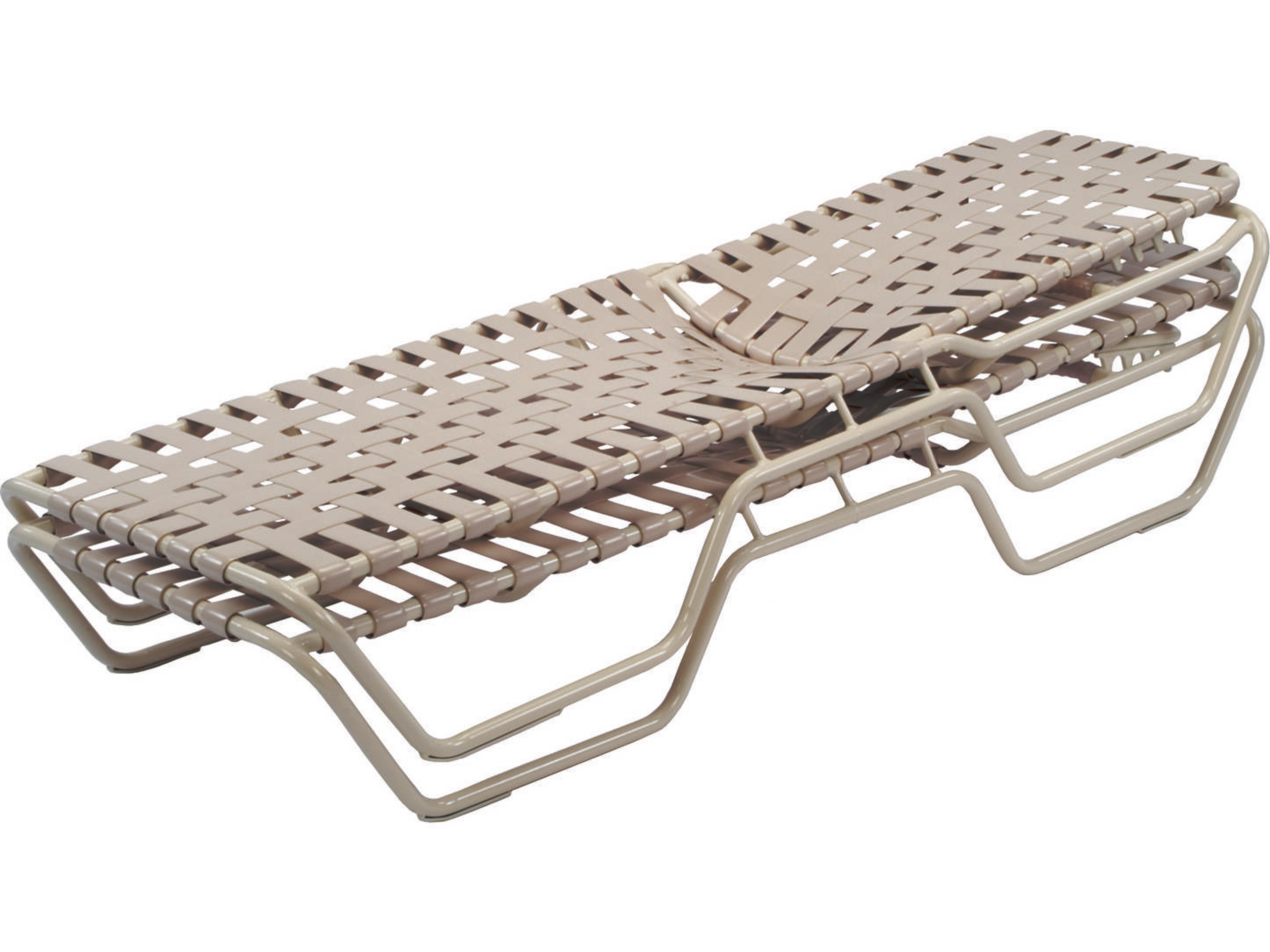 Windward Design Group Country Club Strap Aluminum Skids Cross Weave Patio Chaise Extended Bed