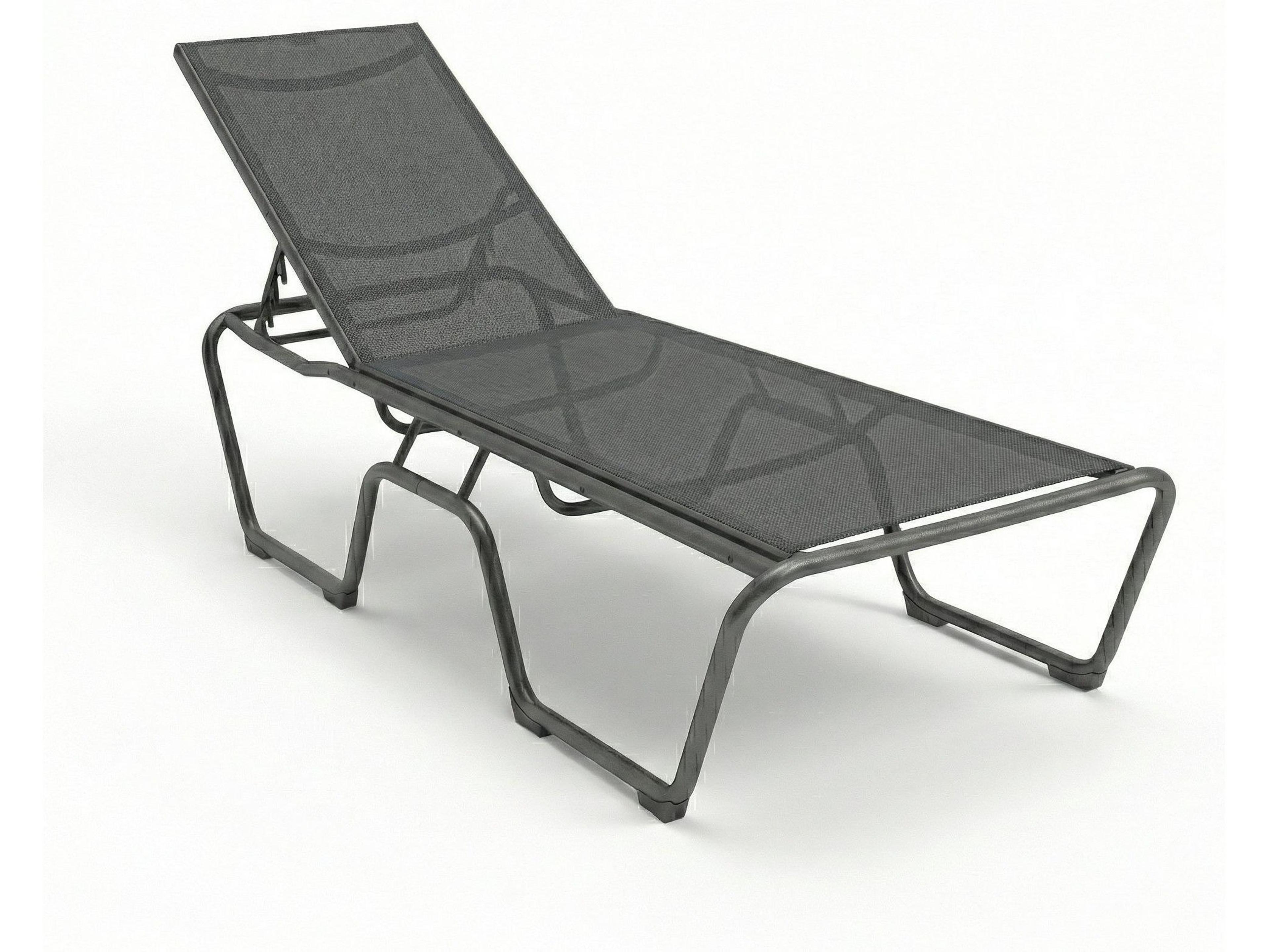 Windward Design Group Country Club Sling Aluminum Stacking Patio Chaise Lounge in Nylon Side