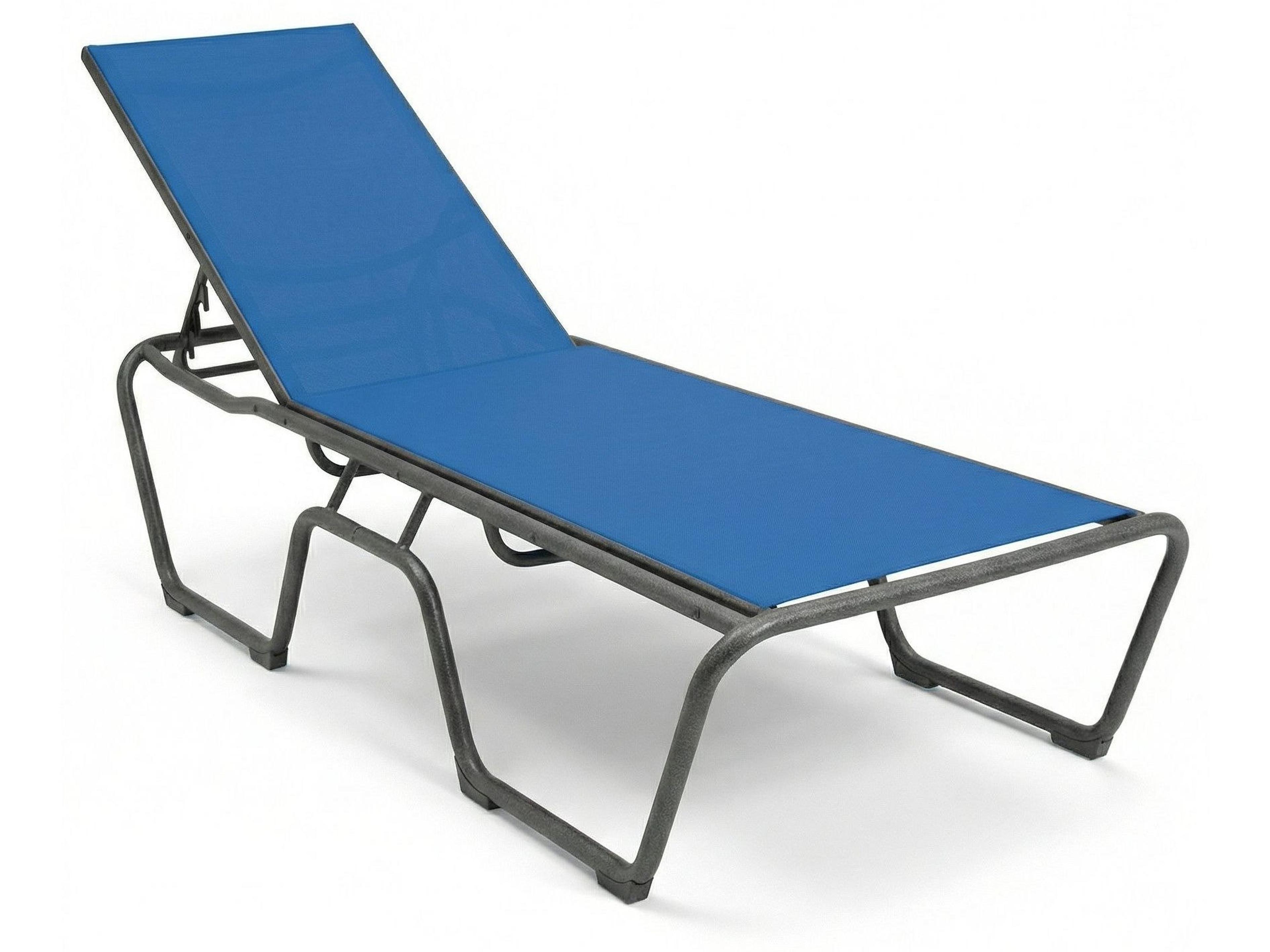 Windward Design Group Country Club Sling Aluminum Stacking Patio Chaise Lounge in Nylon Side